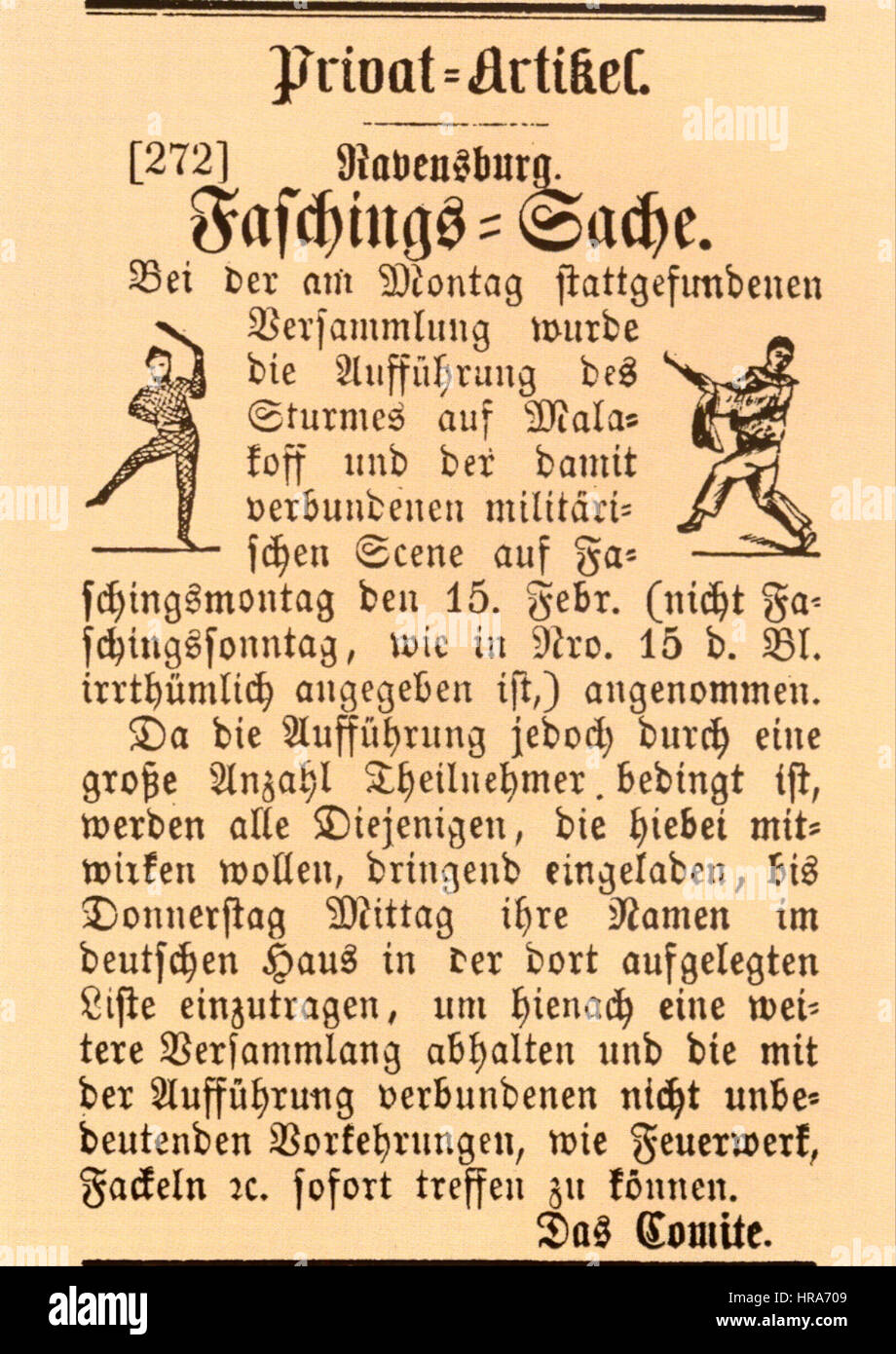 Ravensburg Fastnacht 1858 Faschings-Sache Foto Stock