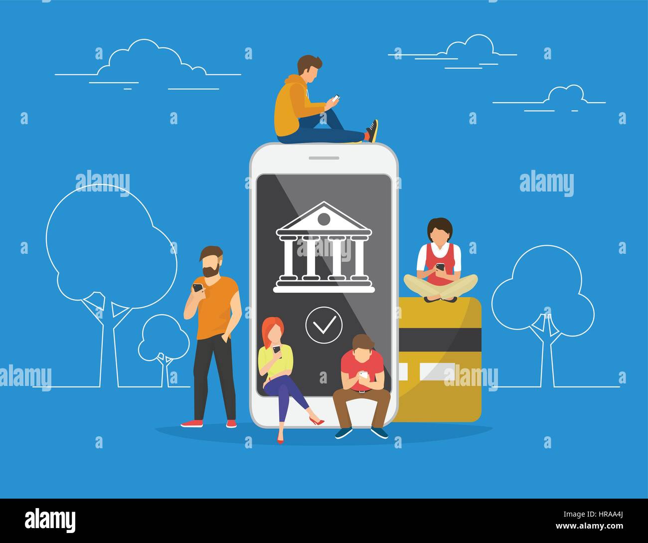 Mobile banking concetto illustrazione Illustrazione Vettoriale