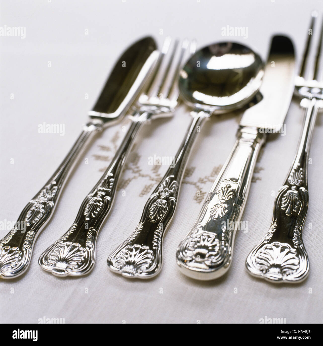 Posate d'argento. Foto Stock