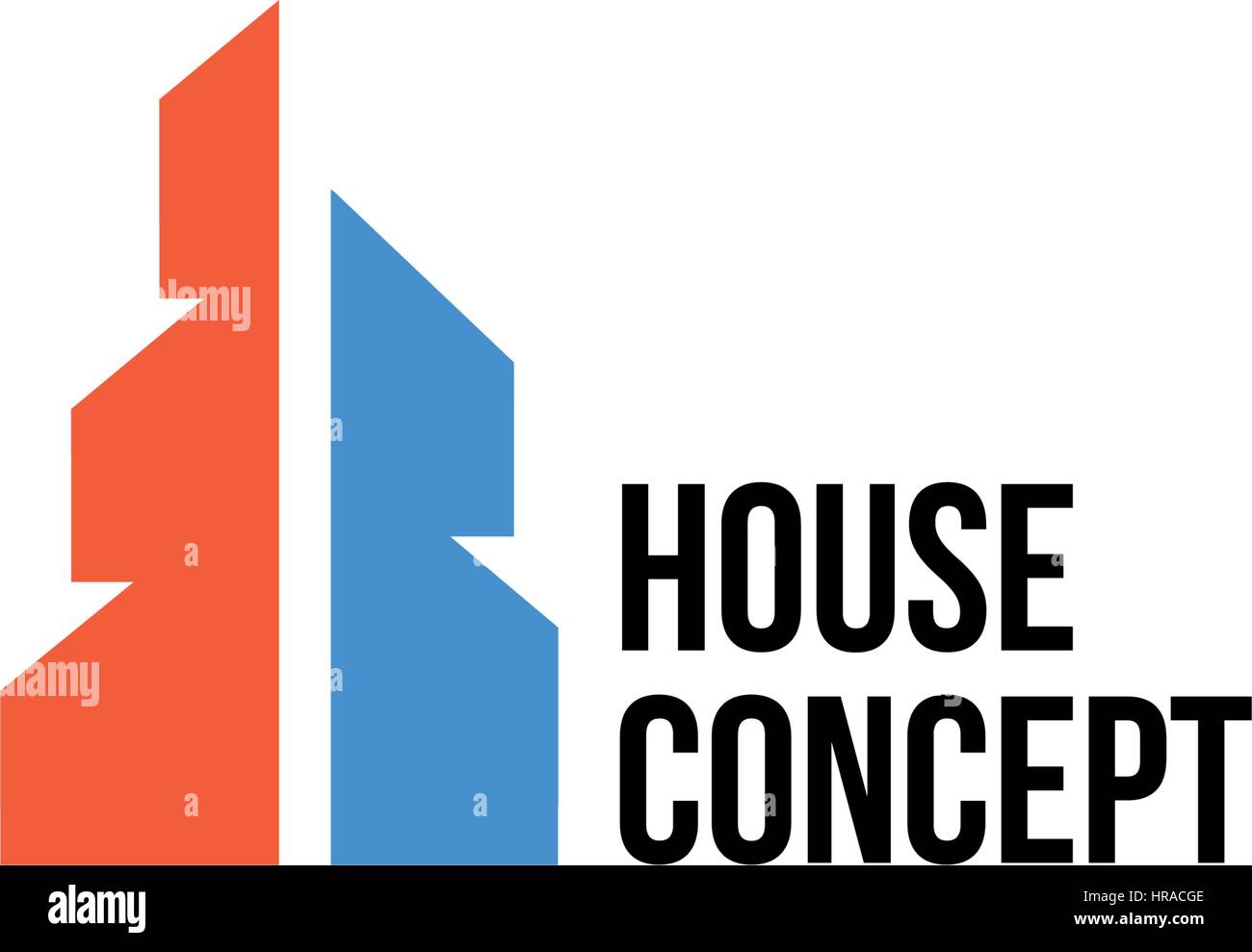 Isolato colorati agenzia immobiliare logo, logotipo casa su bianco, home concetto icona, grattacieli illustrazione vettoriale. Illustrazione Vettoriale