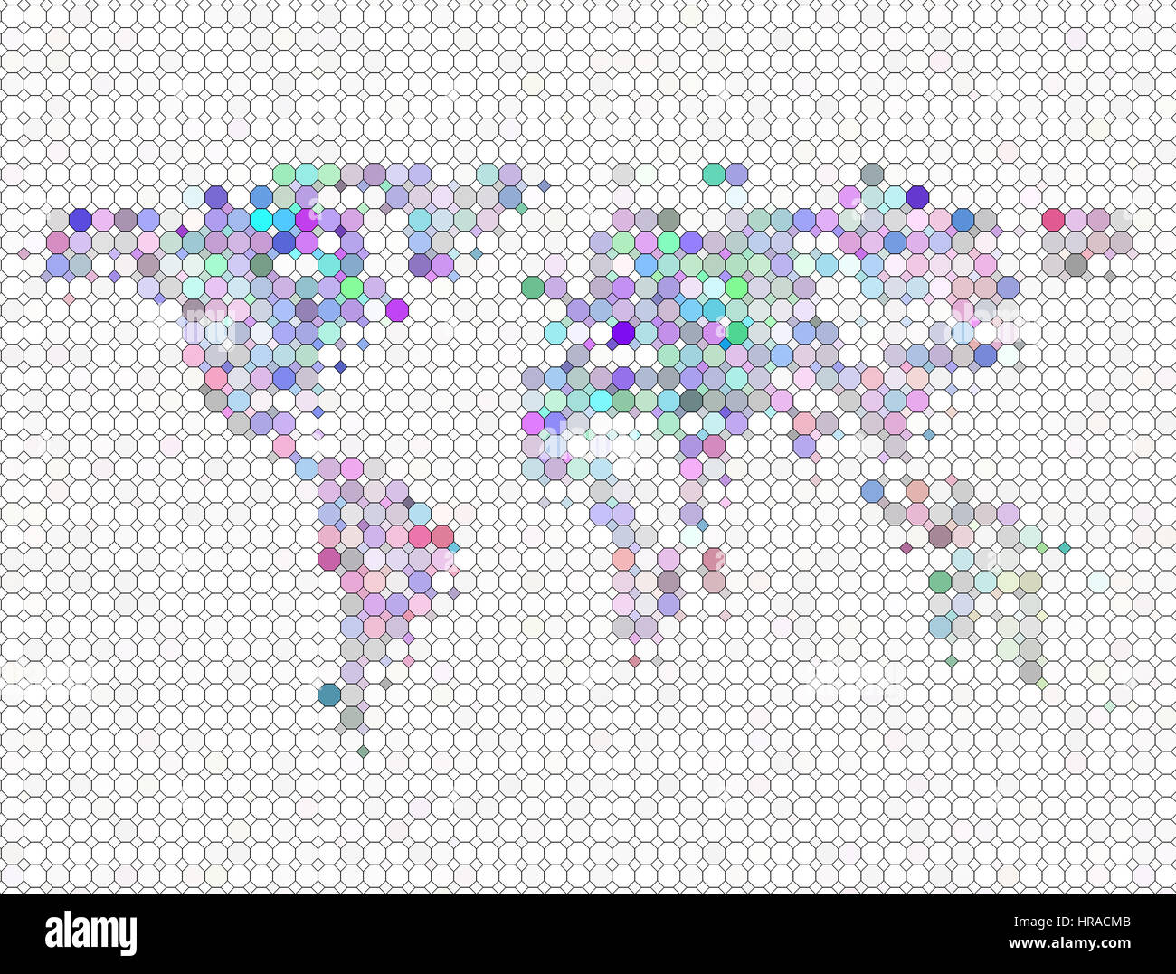 Poligono astratto 3D render mappa Mondo isolato su sfondo bianco Foto Stock