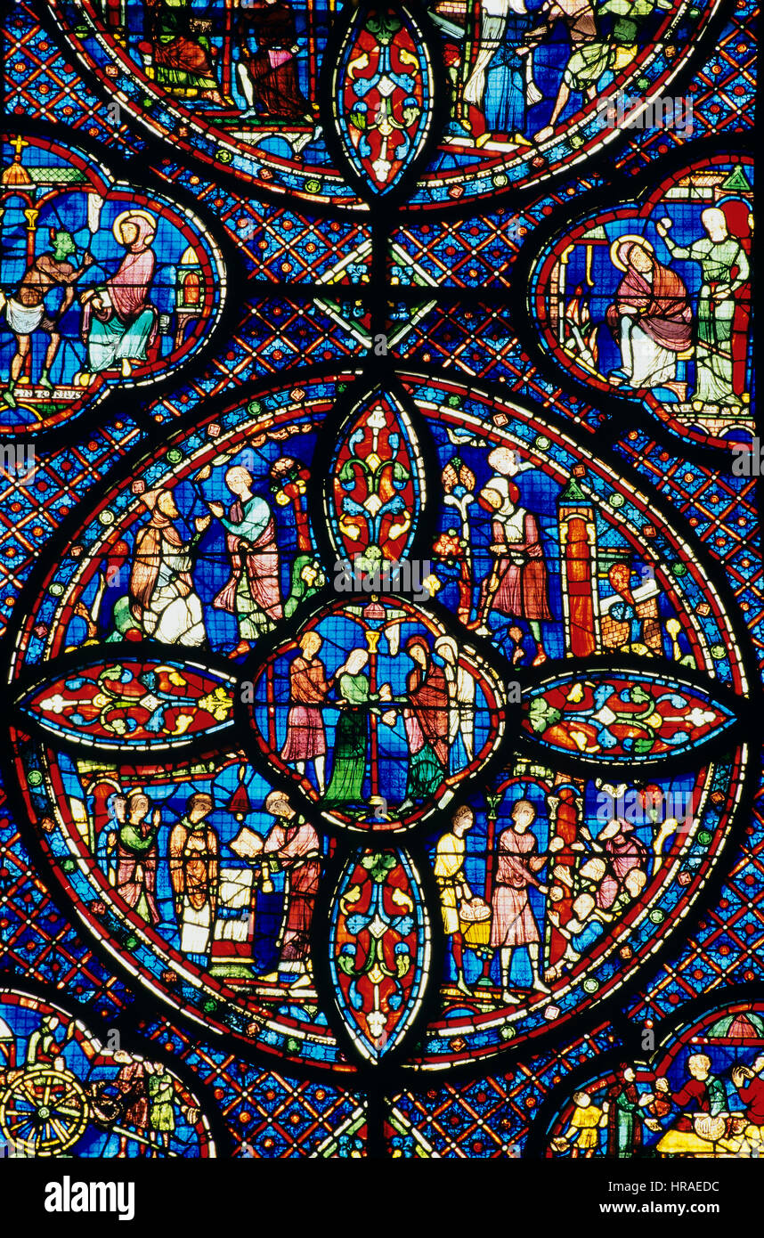 Finestra di vetro colorato la cattedrale di Chartres Foto Stock