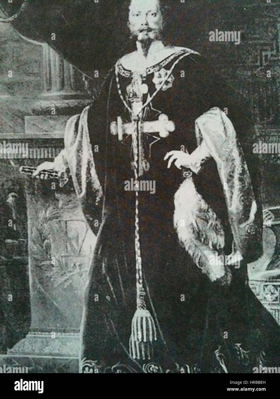 Ritratto di Vittorio Emanuele II di Savoia con le vesti dell' ordine dei santi Maurizio e Lazzaro Foto Stock