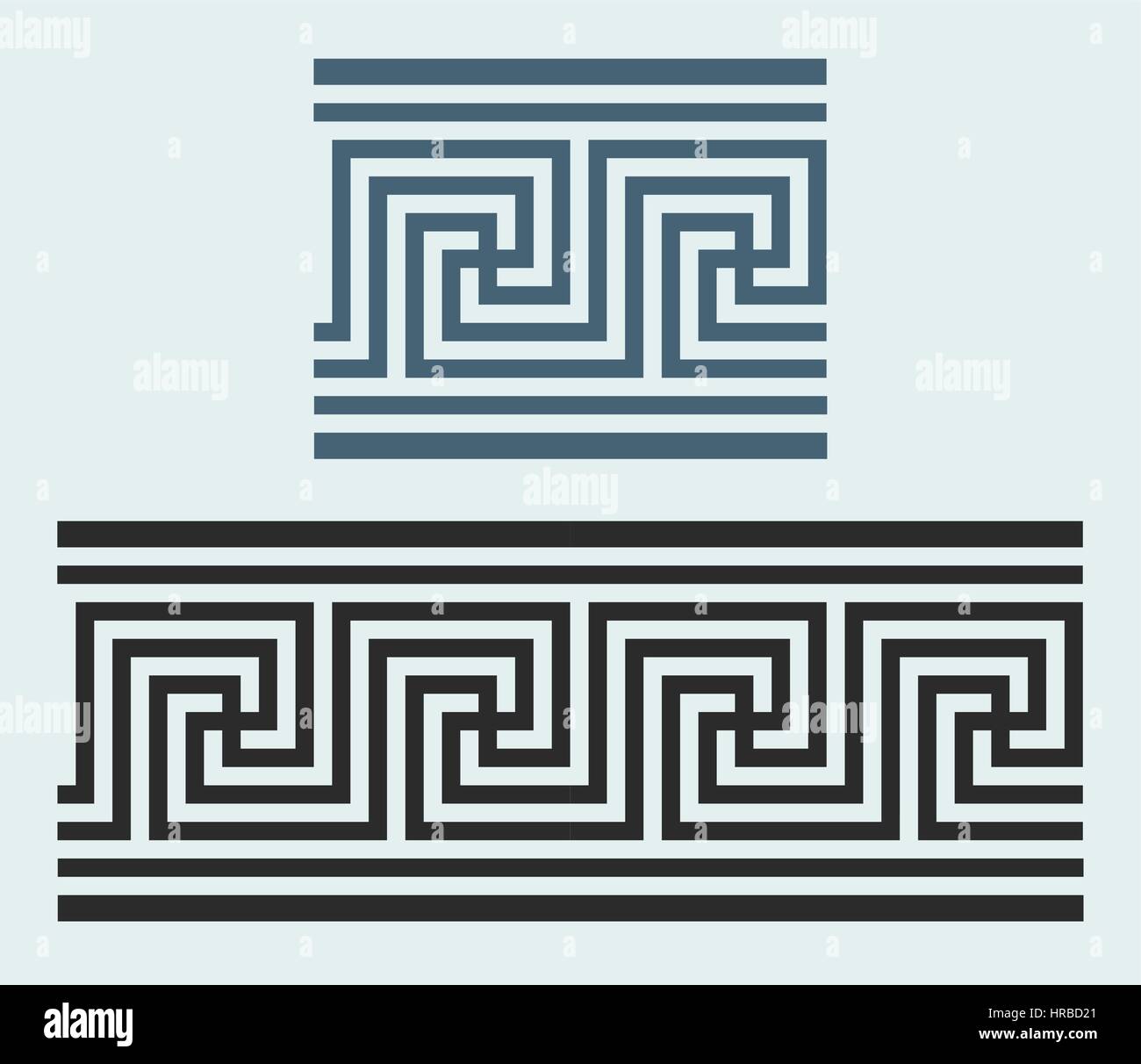 Tradizionale Greca di meandro set di confine. Vettore telaio antichi pack. Elemento di decoro patterns Illustrazione Vettoriale