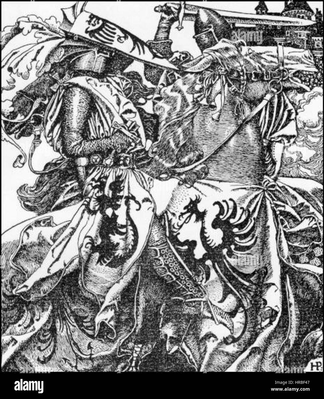 Sir Kay spezza la sua spada Foto Stock