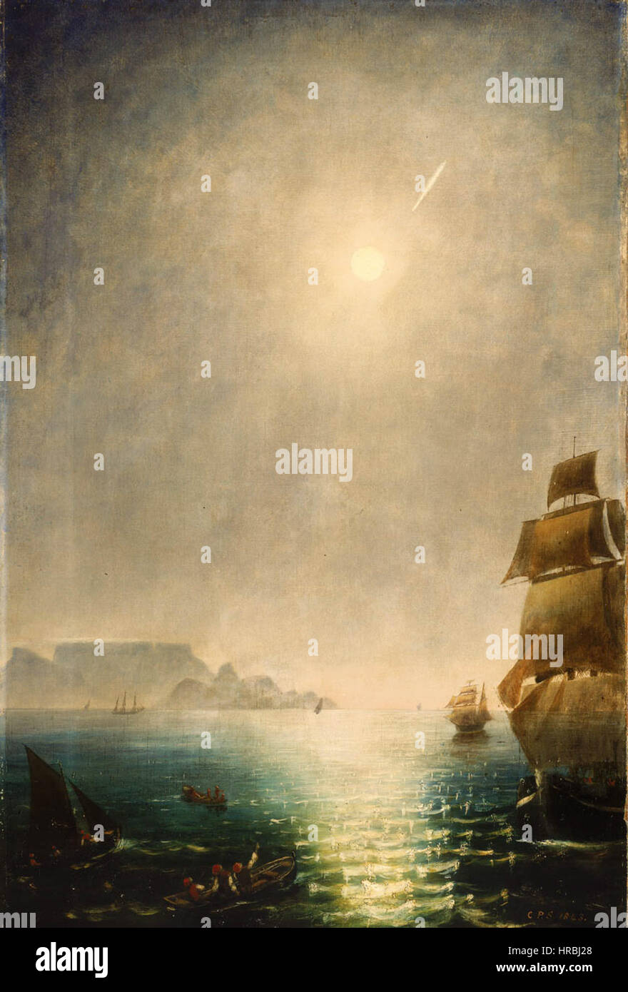 Smyth Daylight vista sulla Table Bay che mostra la grande cometa del 1843 Foto Stock