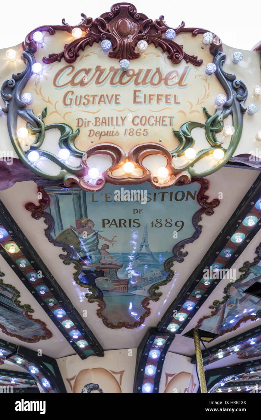Dettaglio della giostra di Eiffel, Francois Rude Square, Dijon, Borgogna, Francia Foto Stock