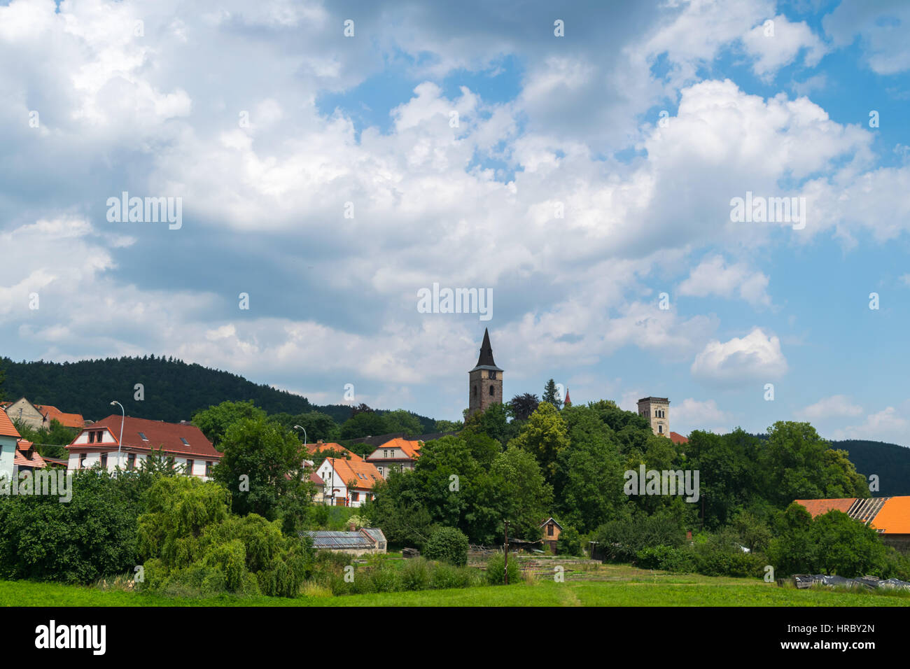 Villaggio ceca, Kokorinsko, Europa, Repubblica Ceca Foto Stock