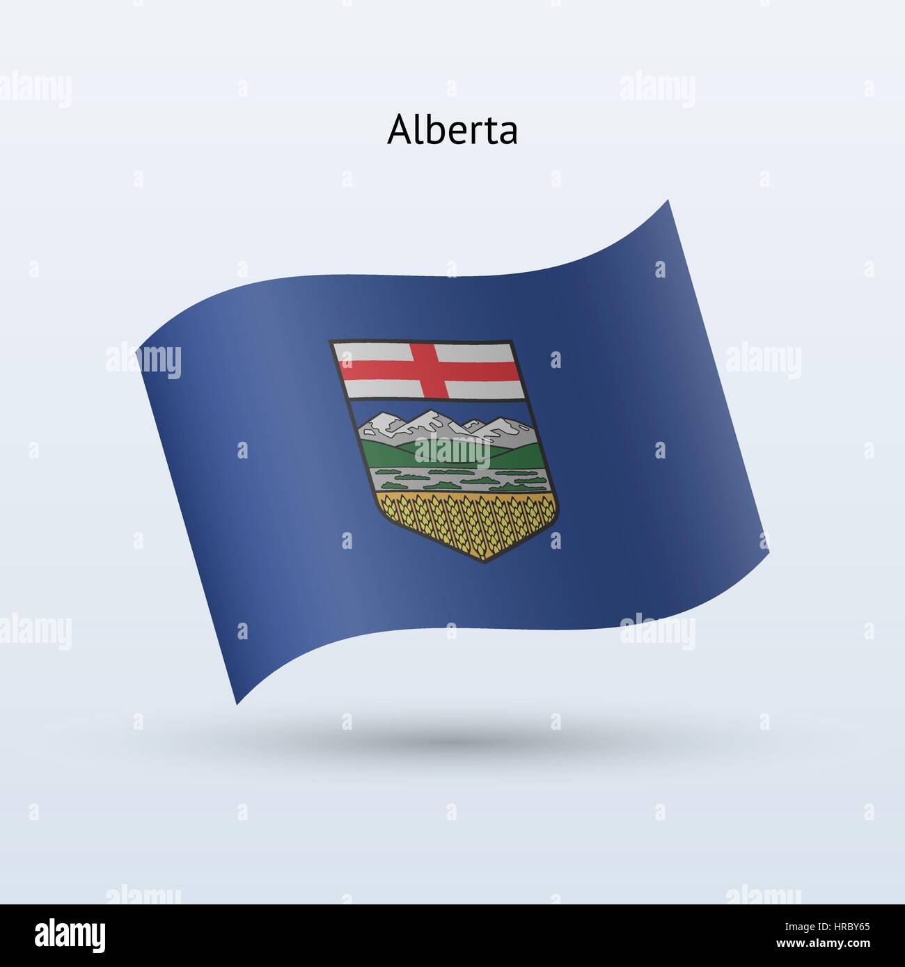 Provincia canadese di Alberta bandiera sventola formare su sfondo grigio. Illustrazione Vettoriale. Illustrazione Vettoriale