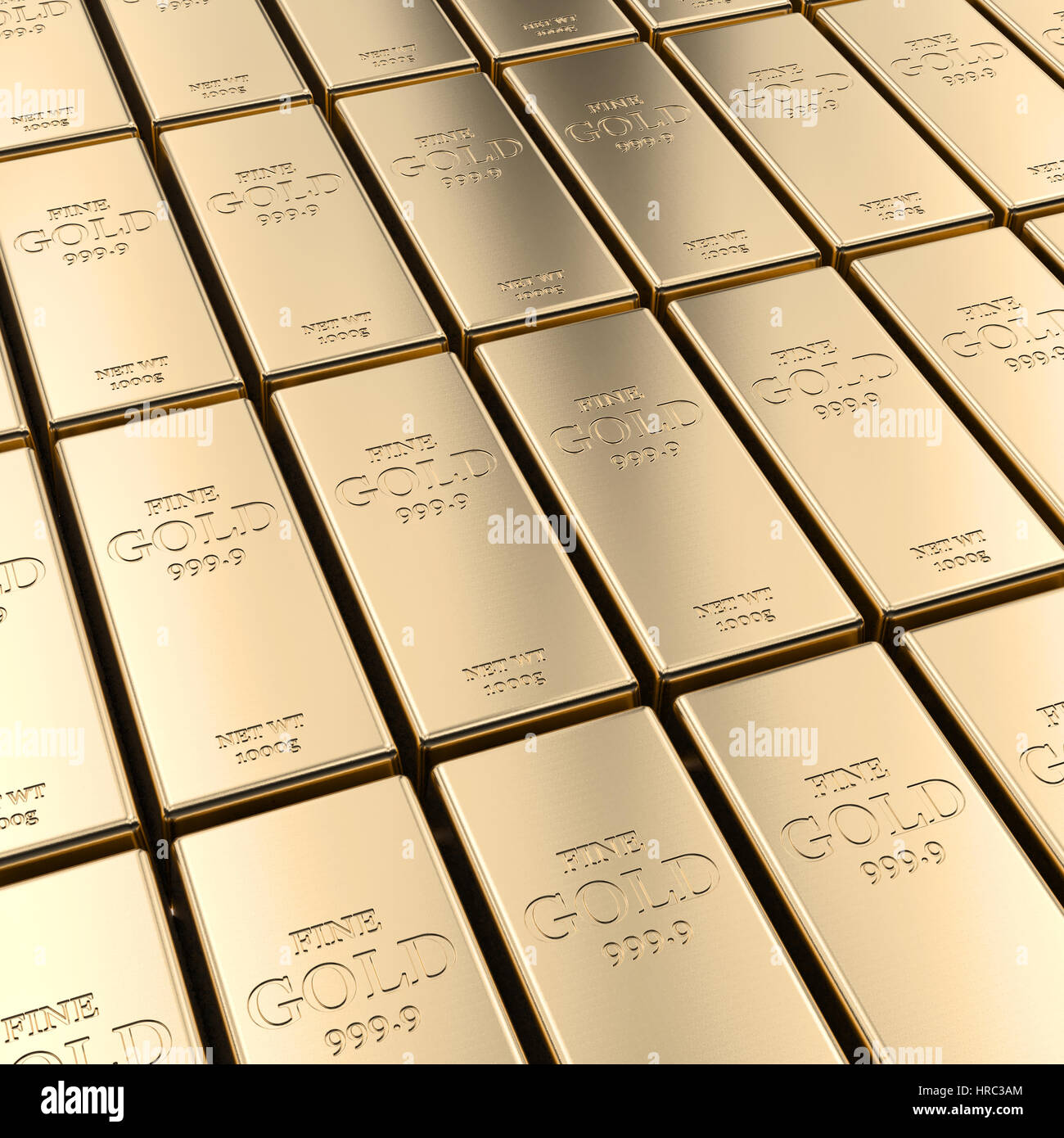 Classic lingotto oro 3d rendering immagine Foto Stock