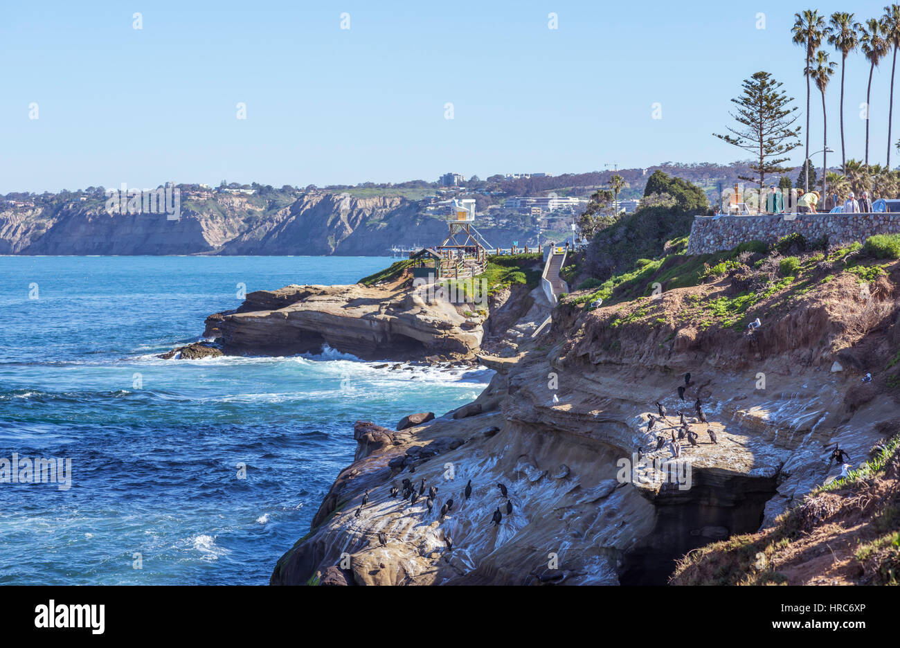 La Jolla, California costa e vista oceano su un giorno d'inverno. Foto Stock