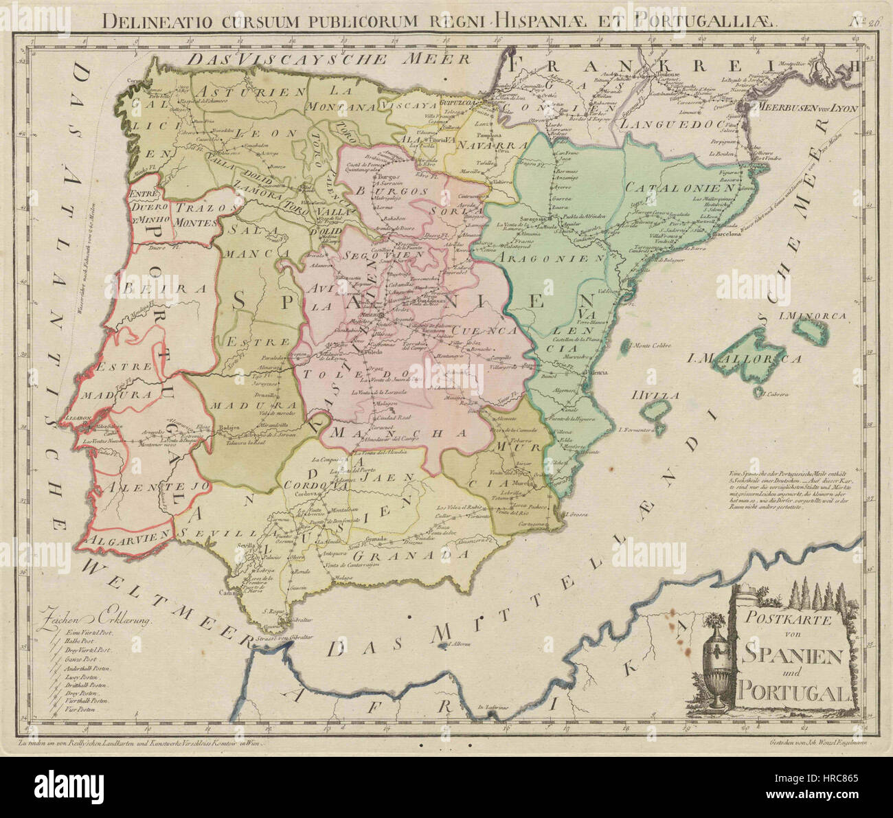 Reilly Allgemeiner Postatlas Spanien, Portogallo (B tagliata fuori) Foto Stock