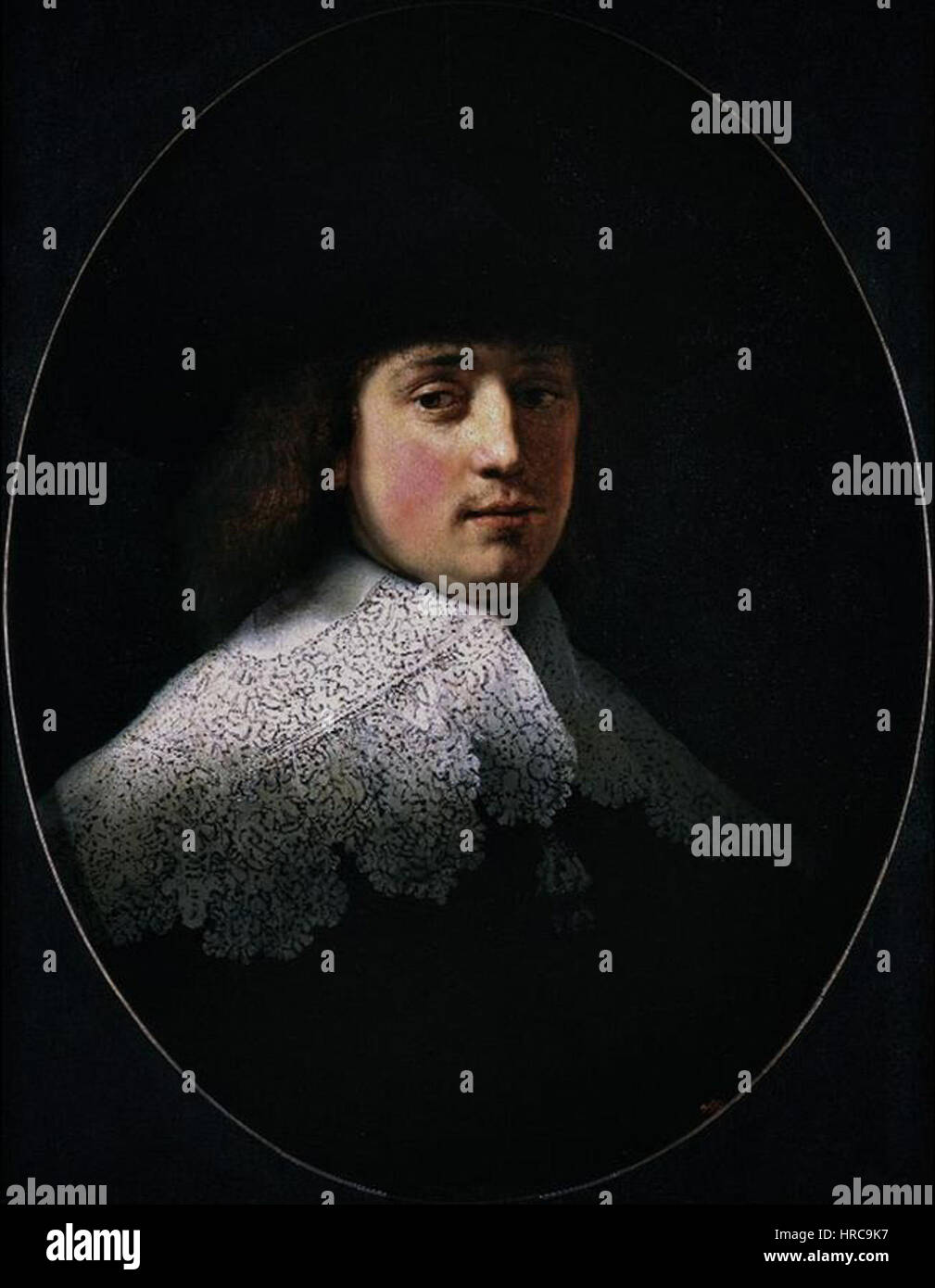 Il ritratto di Rembrandt di Maerten Soolmans, un mercante olandese, cattura il carattere e lo status del soggetto nella società olandese durante il XVII secolo. La maestria di Rembrandt nella luce e nella consistenza è evidente in questo ritratto intimo e realistico. Foto Stock