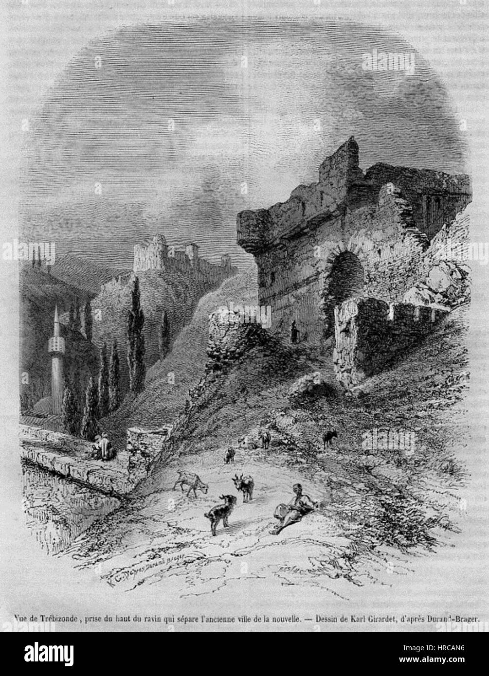 La "strada per Trebisonda" è un dipinto che raffigura il percorso che conduce alla storica città di Trebisonda, situata sulla costa del Mar Nero. Le opere d'arte catturano il paesaggio e il viaggio, evidenziando la topografia e il significato culturale della regione. Foto Stock