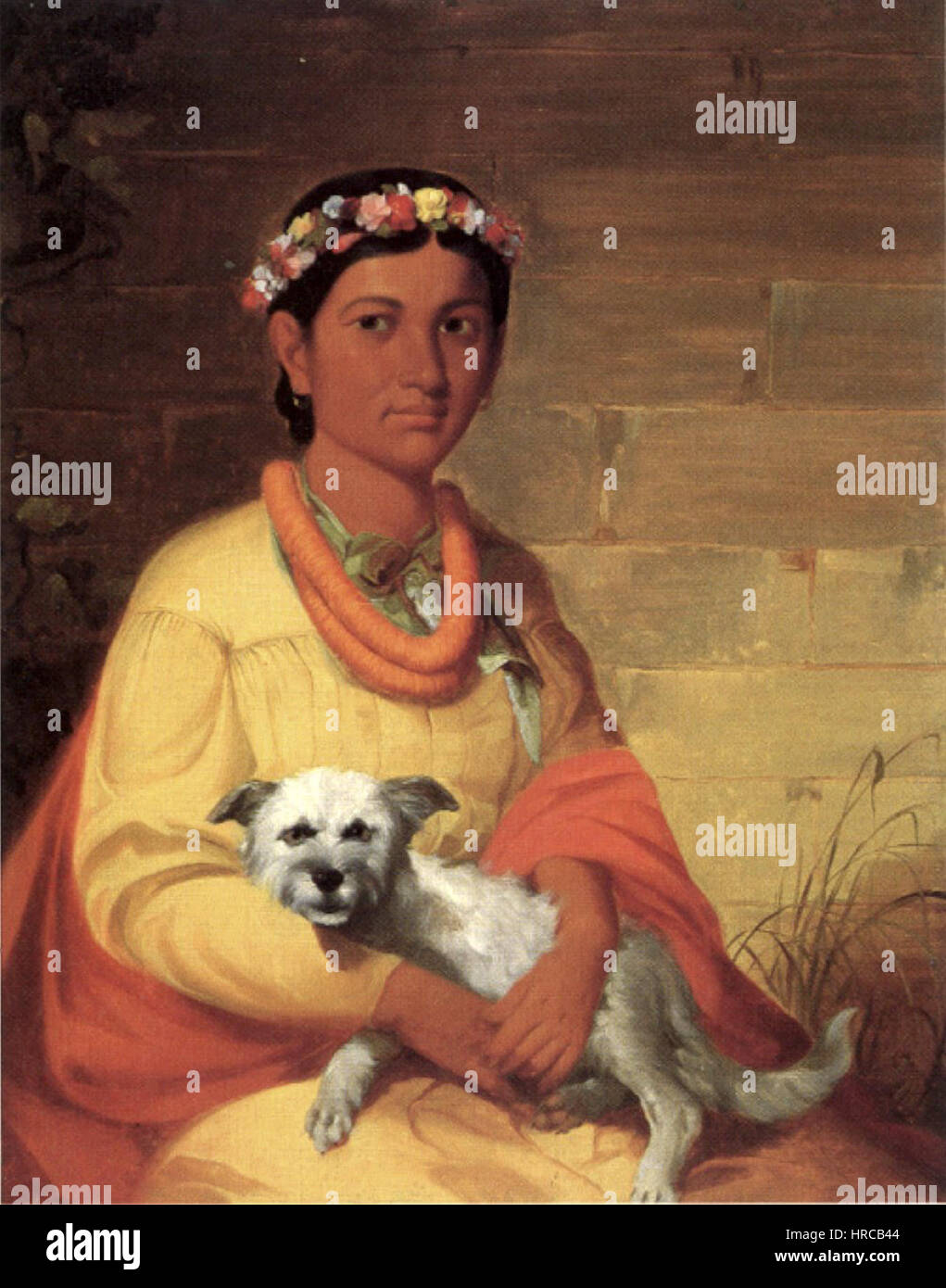 John Mix Stanley - "Hawaiian Ragazza con cane', olio su tela, 1849, Bernice P. Bishop Museum Foto Stock