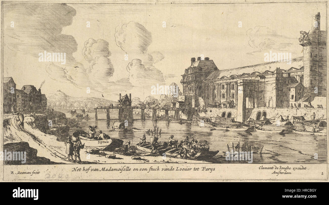 Reinier Nooms, vista del Louvre e dai giardini delle Tuileries, da vedute di Parigi e dintorni, piastra 1 Foto Stock