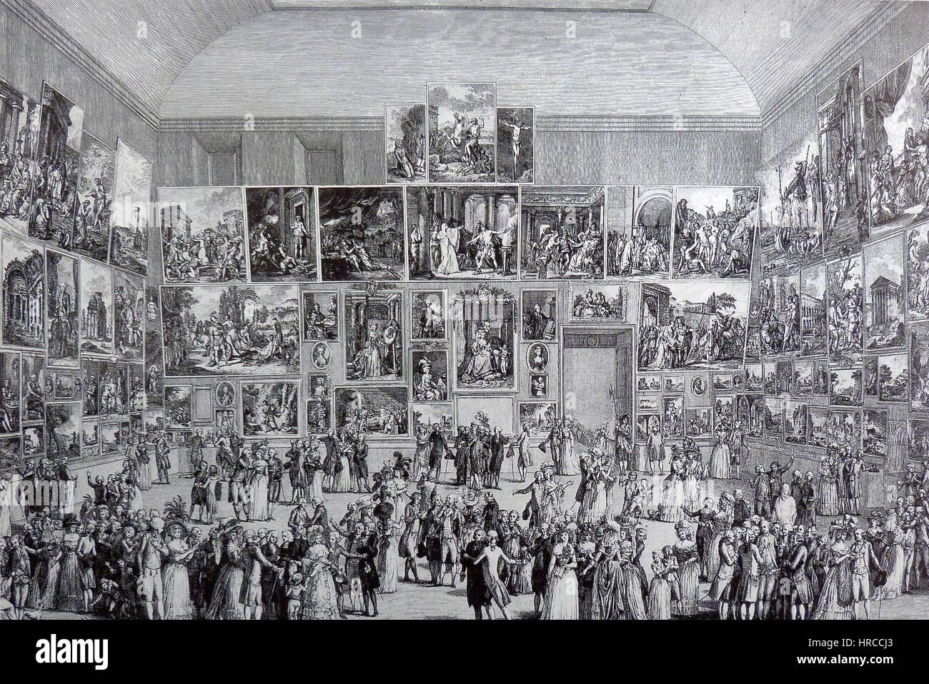 Il Salon du Louvre del 1787 fu una significativa mostra a Parigi, che mostrava opere di importanti artisti francesi dell'epoca. Ha segnato un momento nella scena artistica pre-rivoluzionaria e riflette i gusti e gli sviluppi artistici della Francia del tardo XVIII secolo. Foto Stock