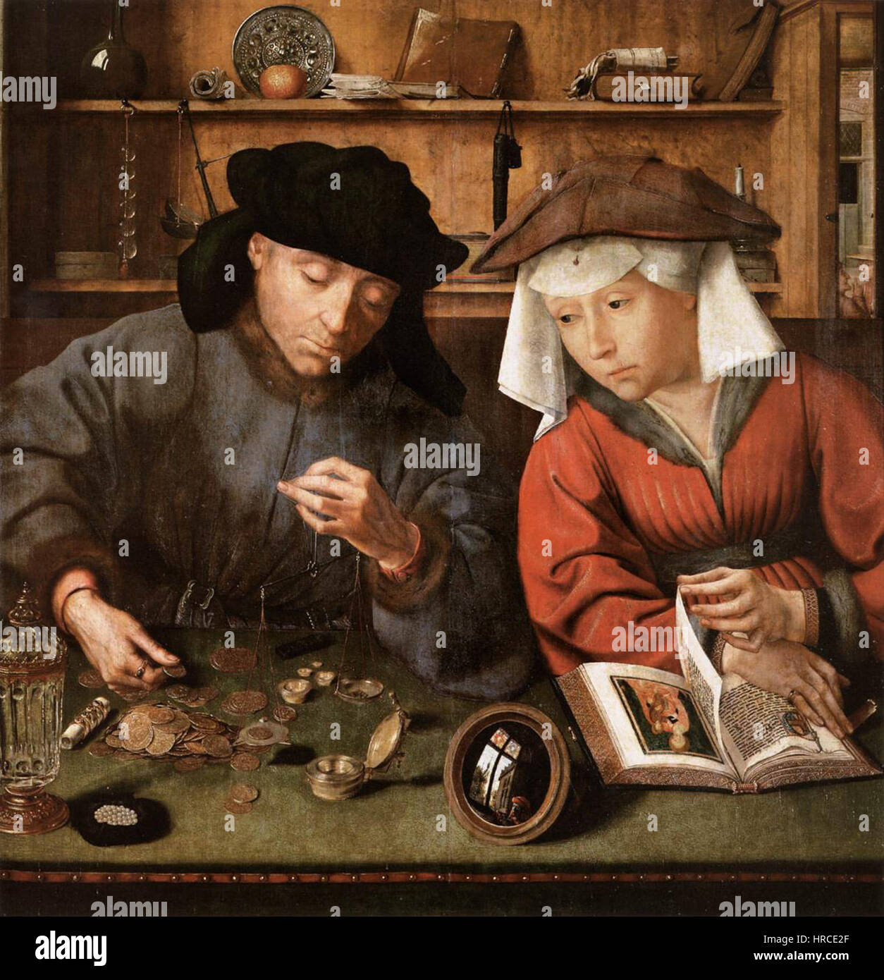 Quinten Massijs (MI) - Il Moneylender e sua moglie - WGA14281 Foto Stock