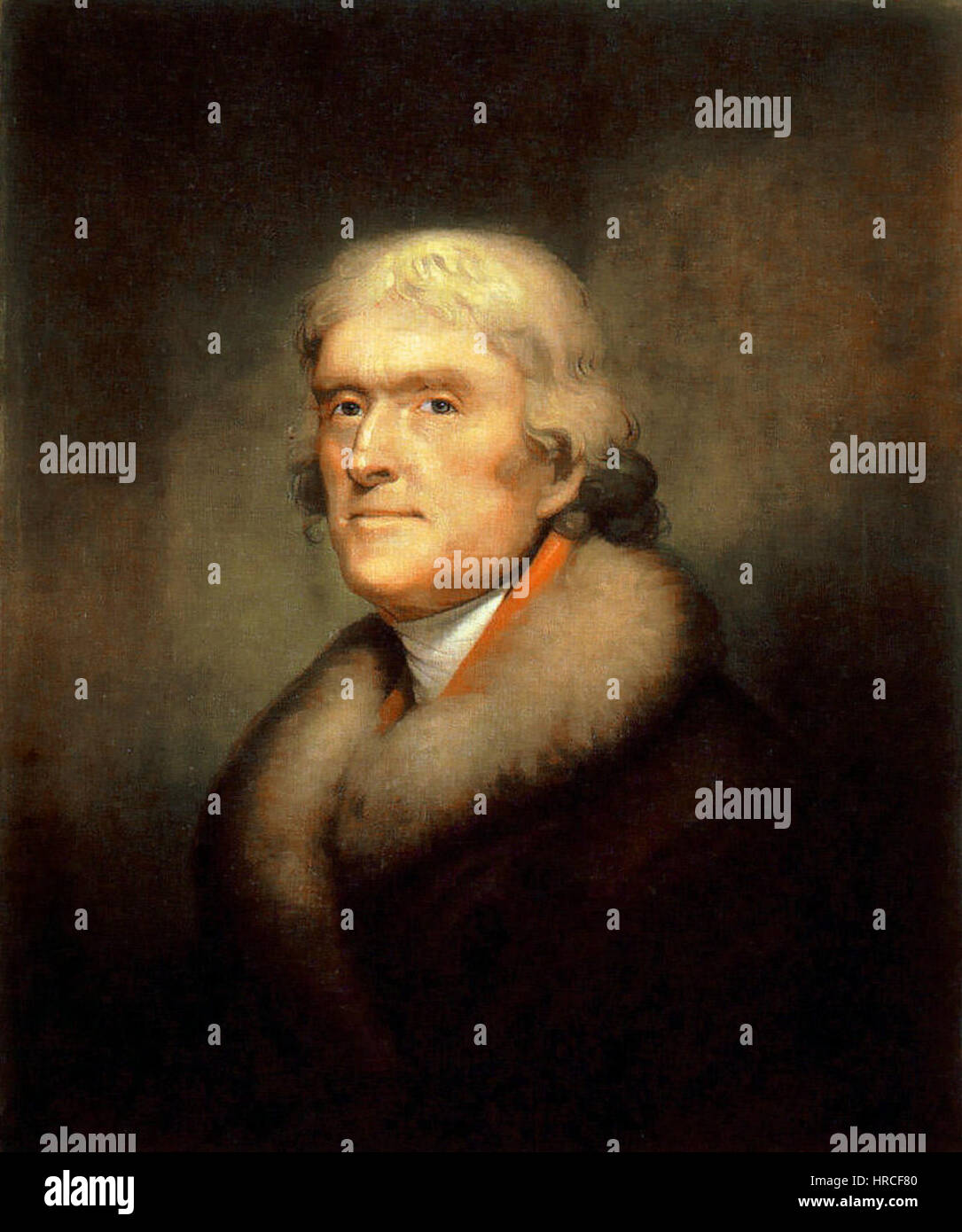 La riproduzione della-1805-Rembrandt-Peale-pittura-di-Thomas-Jefferson-New York-Historical-Society 1 Foto Stock