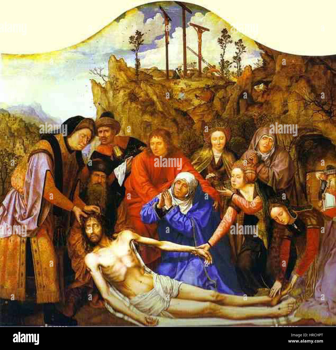 Quentin Massys- Falegnami' Guild pala nella Cattedrale di Anversa - lamento, pannello centrale Foto Stock