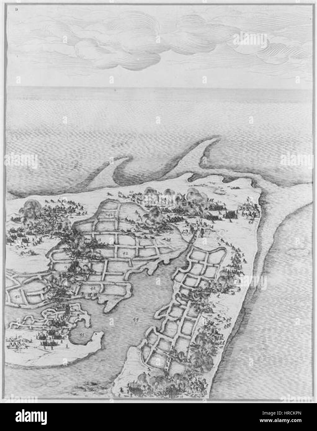 Siege de la citadelle de Saint Martin dans l'Ile de Re par Louis XIII en 1625 planche 3 Jacques Callot Foto Stock