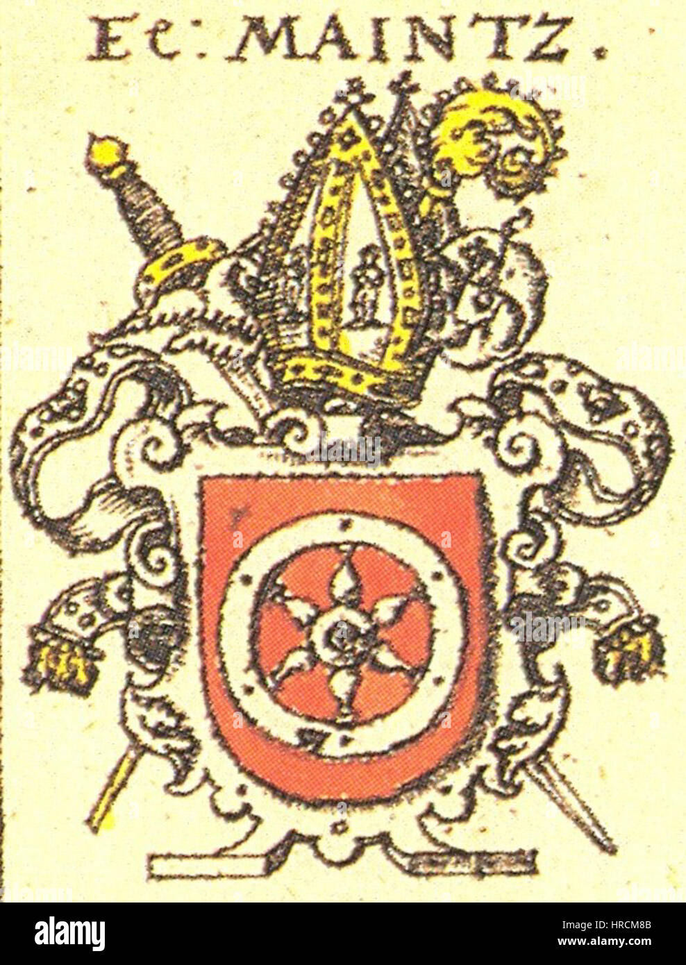 *Siebmacher 009 Magonza* è una mappa storica che descrive dettagliatamente la città di Magonza in Germania. La mappa illustra la struttura della città e il suo significato nel contesto europeo, riflettendo lo stile cartografico del tempo e offrendo un'istantanea della geografia urbana nel primo periodo moderno. Foto Stock