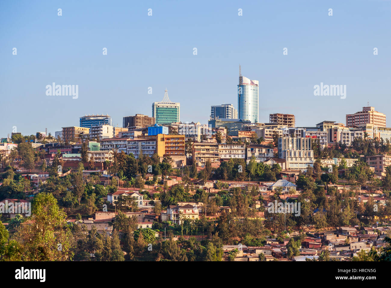Vista panoramica sulla città quartiere bussiness di Kigali, Ruanda, 2016 Foto Stock