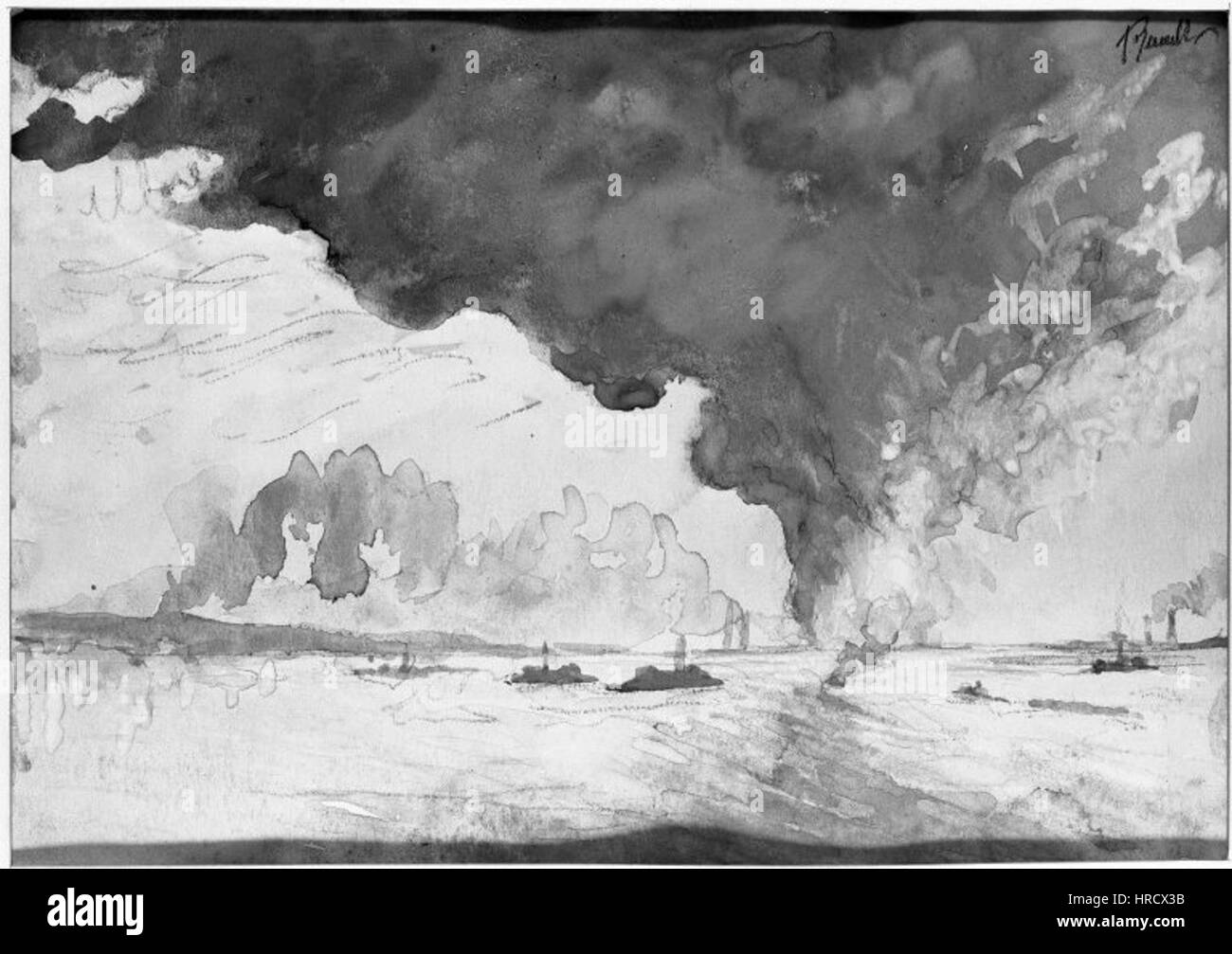 Il Brooklyn Museum - incendi dell'olio - Joseph Pennell Foto Stock