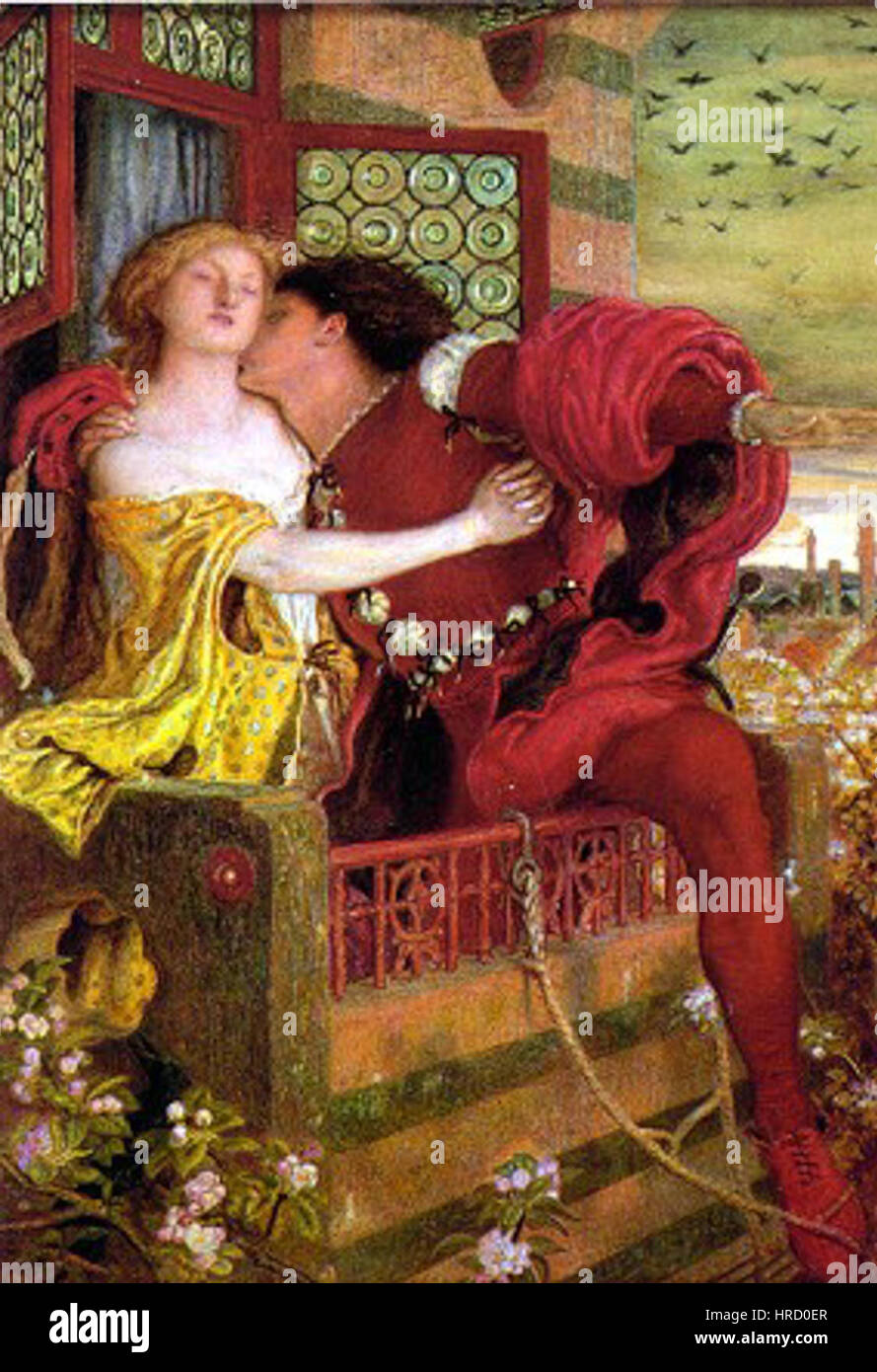 Romeo e Giulietta, un dipinto ad acquerello di Ford Madox Brown, un artista inglese, creato nel 1867. Foto Stock