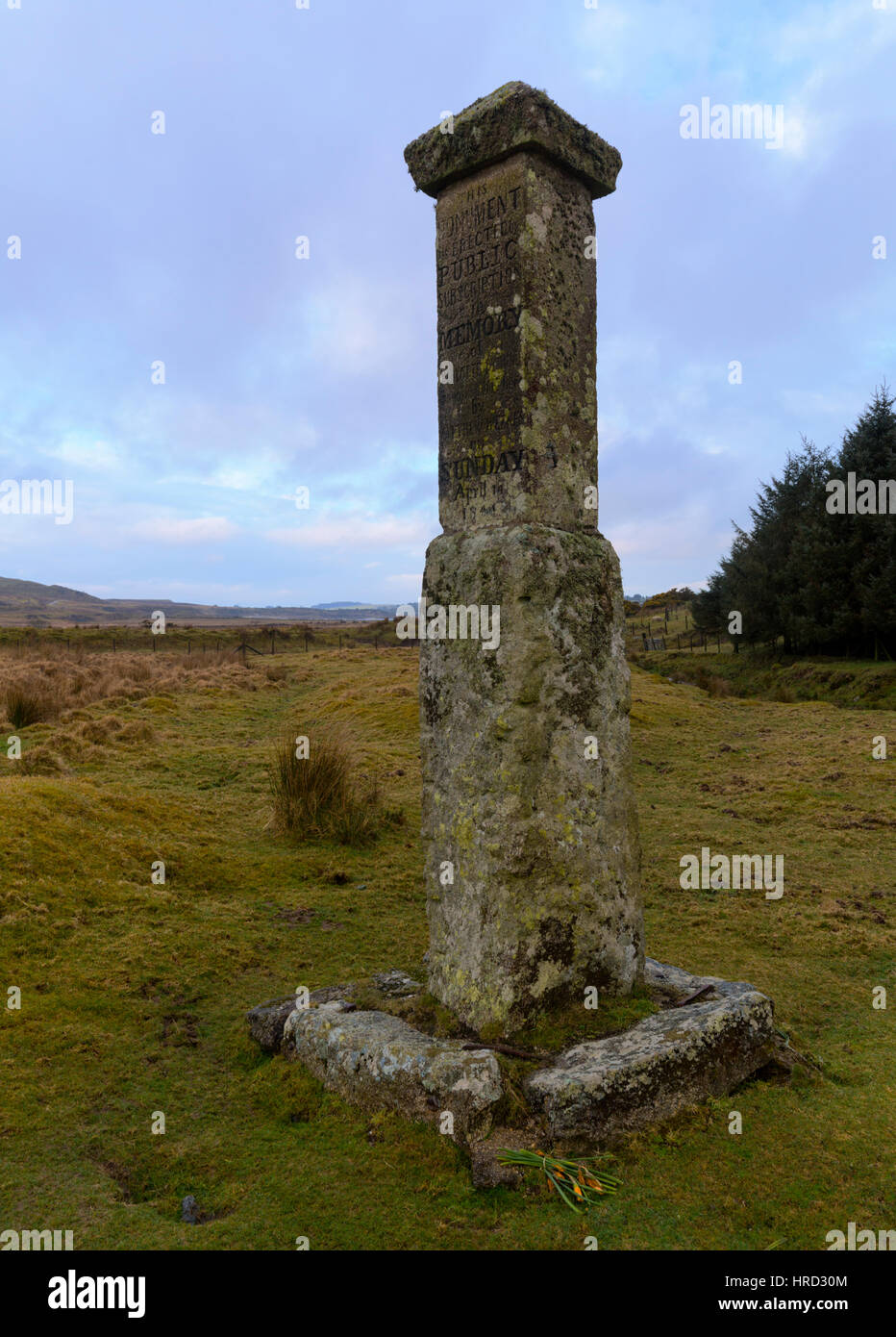 Charlotte Dymond memorial presso la base di Roughtor su Bodmin Moor Foto Stock