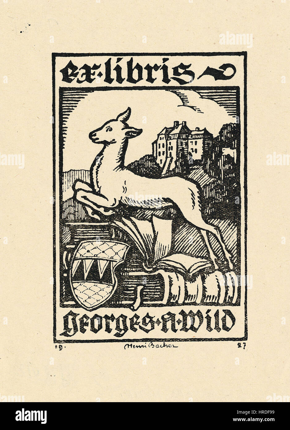Ex libris Georges un selvatico Foto Stock
