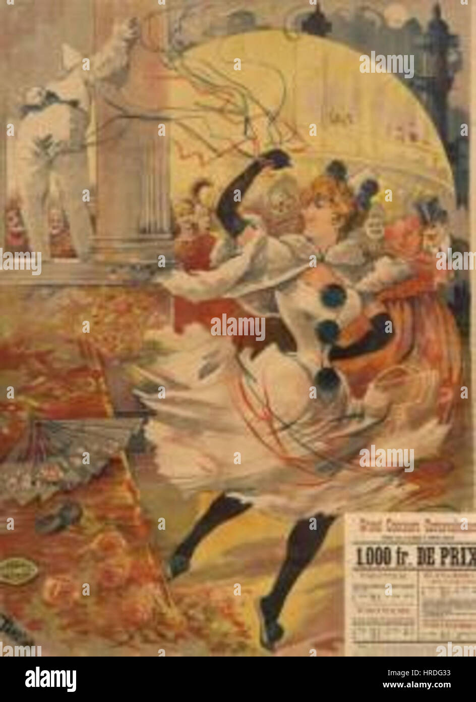 "Affiche Grand concours carnavalesque" è un poster di carnevale d'epoca che mostra un grande evento. Le opere d'arte sottolineano lo spirito vivace e festoso del carnevale, con immagini colorate e un'atmosfera celebrativa, che riflette il significato culturale di tali eventi nella storia. Foto Stock