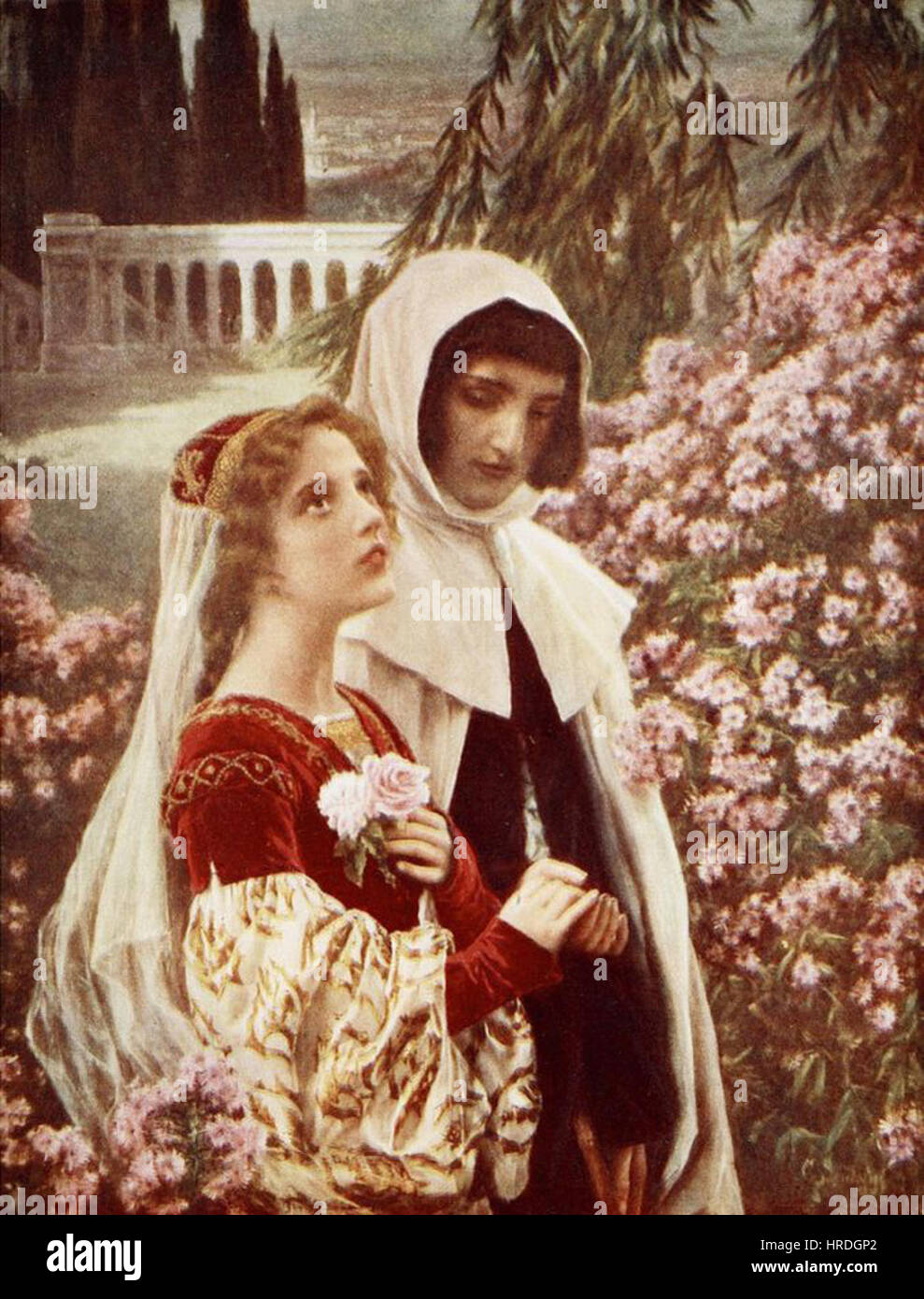 Cesare Saccaggi - Dante e Beatrice in giardino Foto Stock