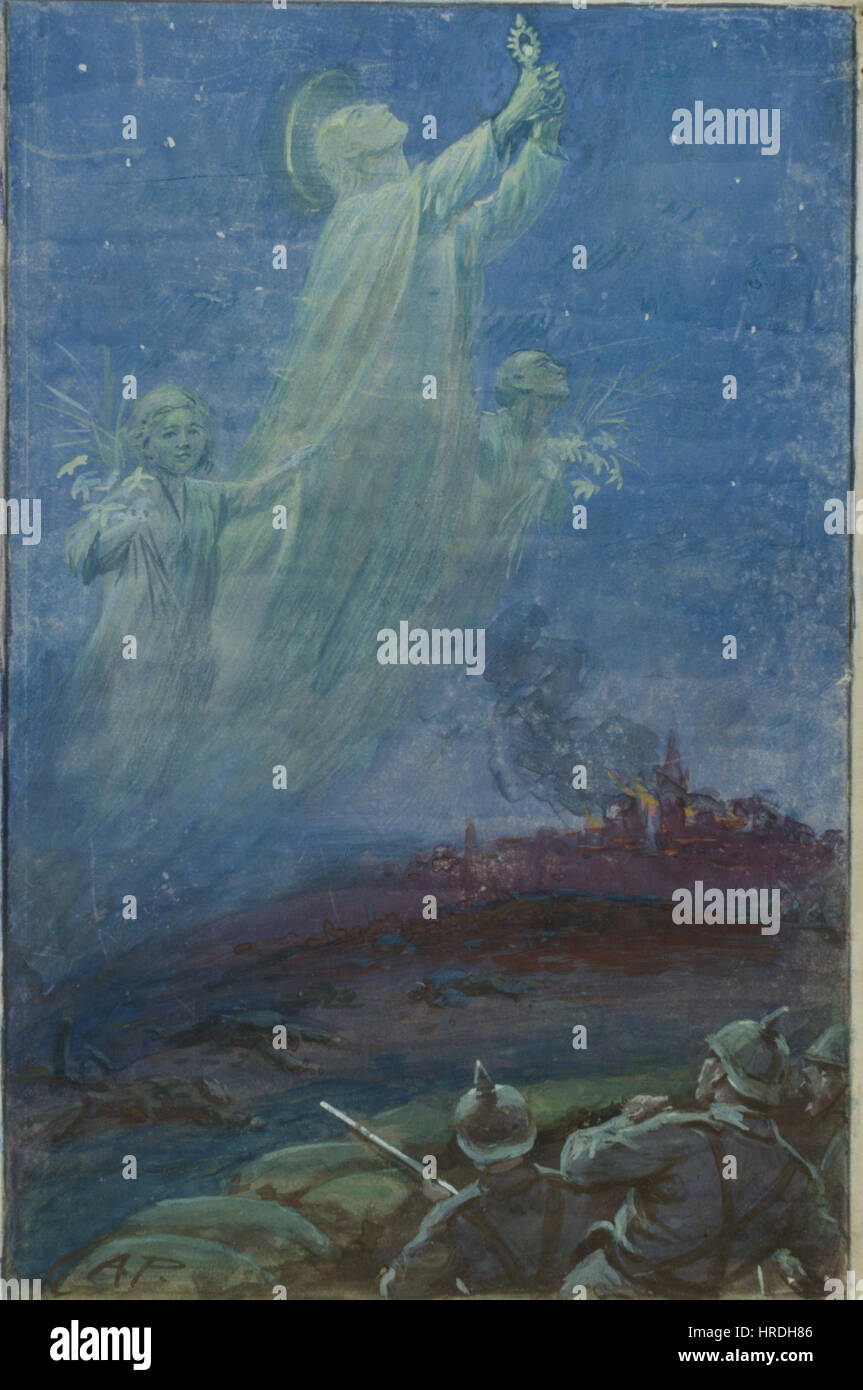 "Three German Soldiers and a Vision" del 2006 cattura un momento simbolico raffigurante soldati che assistono a una visione potente. L'opera riflette temi di guerra, percezione ed esperienza umana attraverso uno stile vivido e contemporaneo. Foto Stock