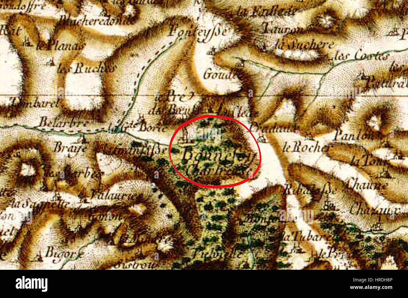 La Chartreuse de Bonnefoy è una mappa storica della serie Cassini, che descrive in dettaglio le caratteristiche geografiche della Francia. La mappa fornisce informazioni importanti sul paesaggio fisico e sui confini politici della regione, come definiti nel XVIII secolo, riflettendo i progressi nella cartografia dell'epoca. Foto Stock