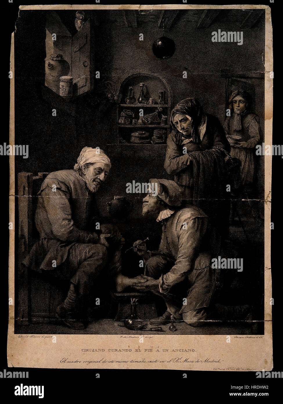 Un chirurgo (le cui caratteristiche assomigliano a una scimmia) è il trattamento t Wellcome V0016750 Foto Stock