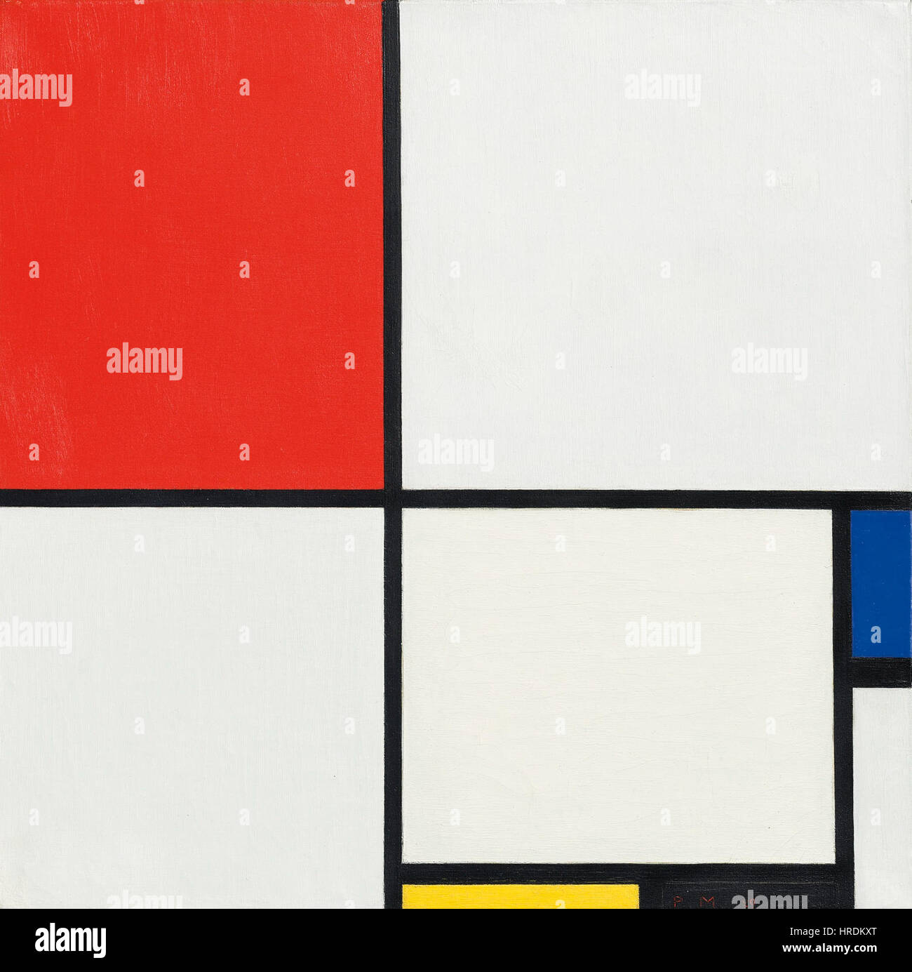 mondrian composizione in rosso blu e giallo