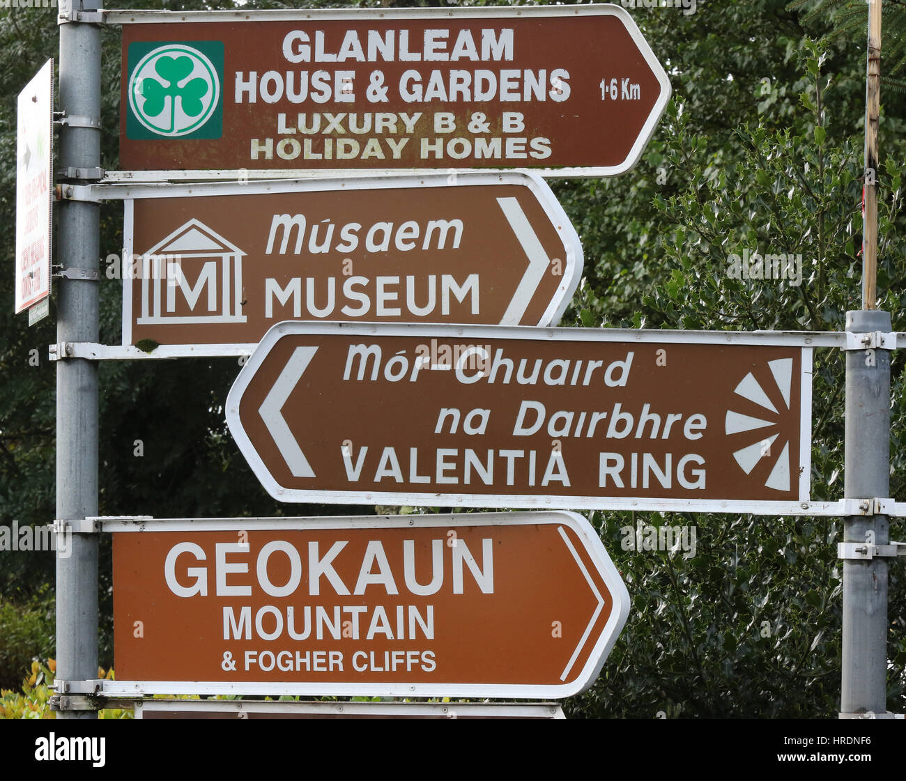 Indicazioni di luoghi di interesse turistico e le attrazioni turistiche sull' isola Valentia, nella contea di Kerry, Irlanda. Foto Stock