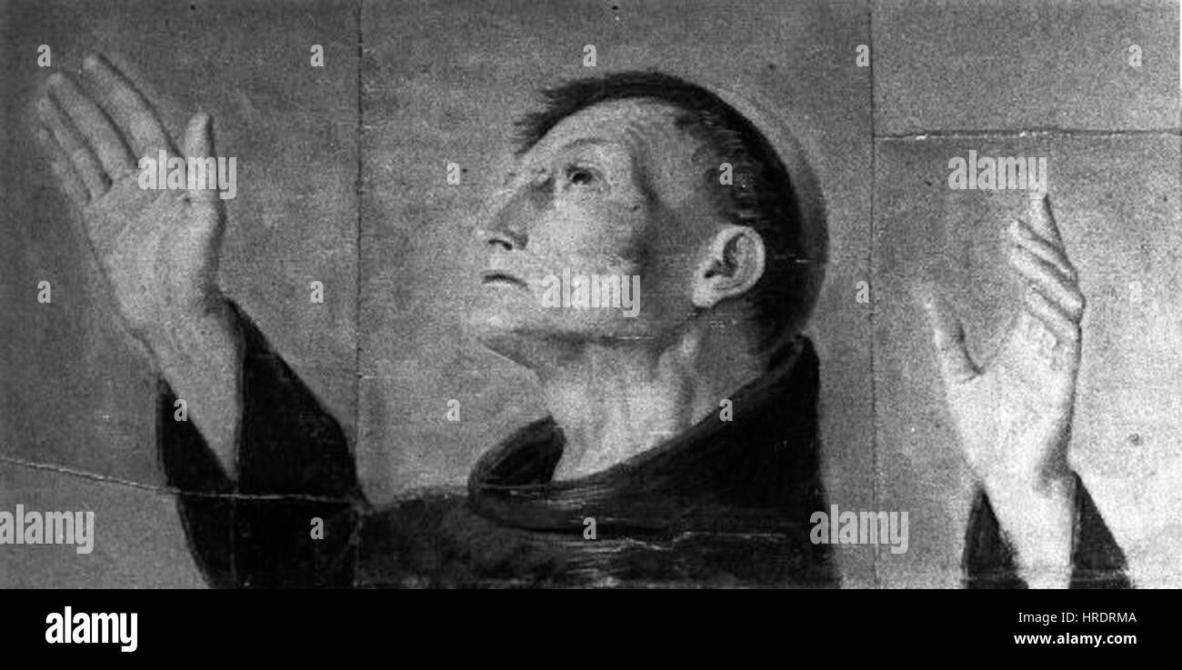 "SV" di Antonin Knochel. Frantisek' (San Francesco) raffigura il santo in un momento di devozione. Conosciuto per la sua abilità nel catturare temi religiosi, Knochel sottolinea il legame spirituale tra San Francesco e la natura, un segno distintivo della vita e delle opere del santo. Foto Stock