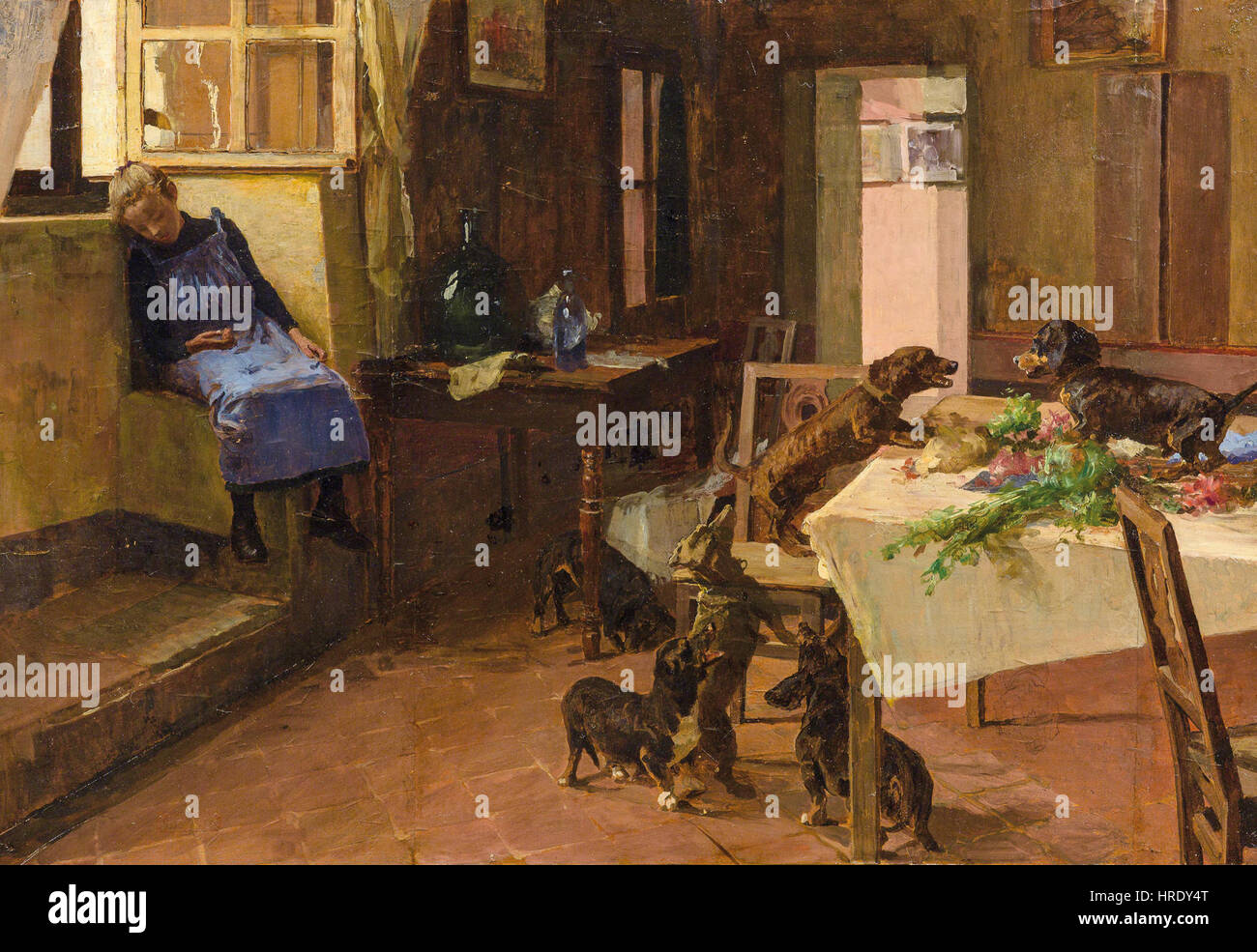 "Unbeobachtet" di Giovan Battista Quadrone raffigura un momento di quiete osservazione, catturando una scena in cui una figura è ignara di essere osservata. Il dipinto riflette la maestria di Quadrone nel ritrarre le emozioni umane e la sottigliezza dei momenti privati. Foto Stock