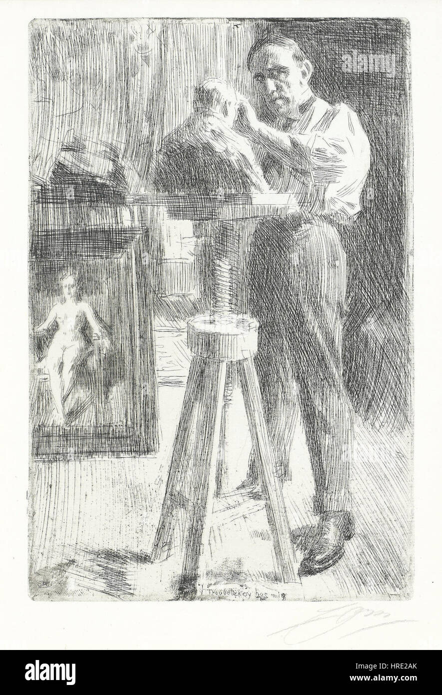 Anders Zorn - Paolo Troubetzkoy I (etching) 1908 Foto Stock