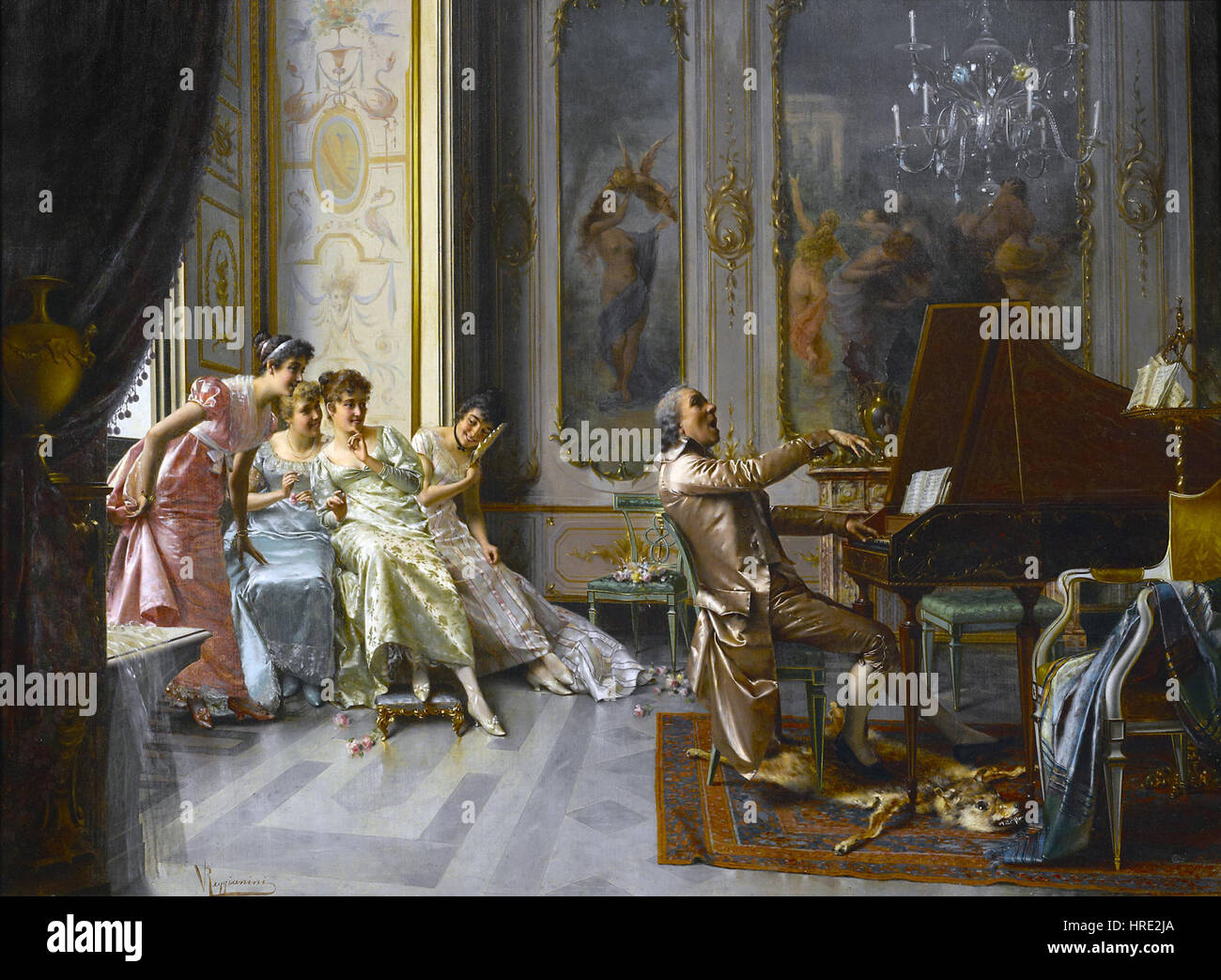Vittorio Reggianini (Italiano, 1858-1939), il pubblico entusiasta 29,5 x 40a. Bonhams. Foto Stock
