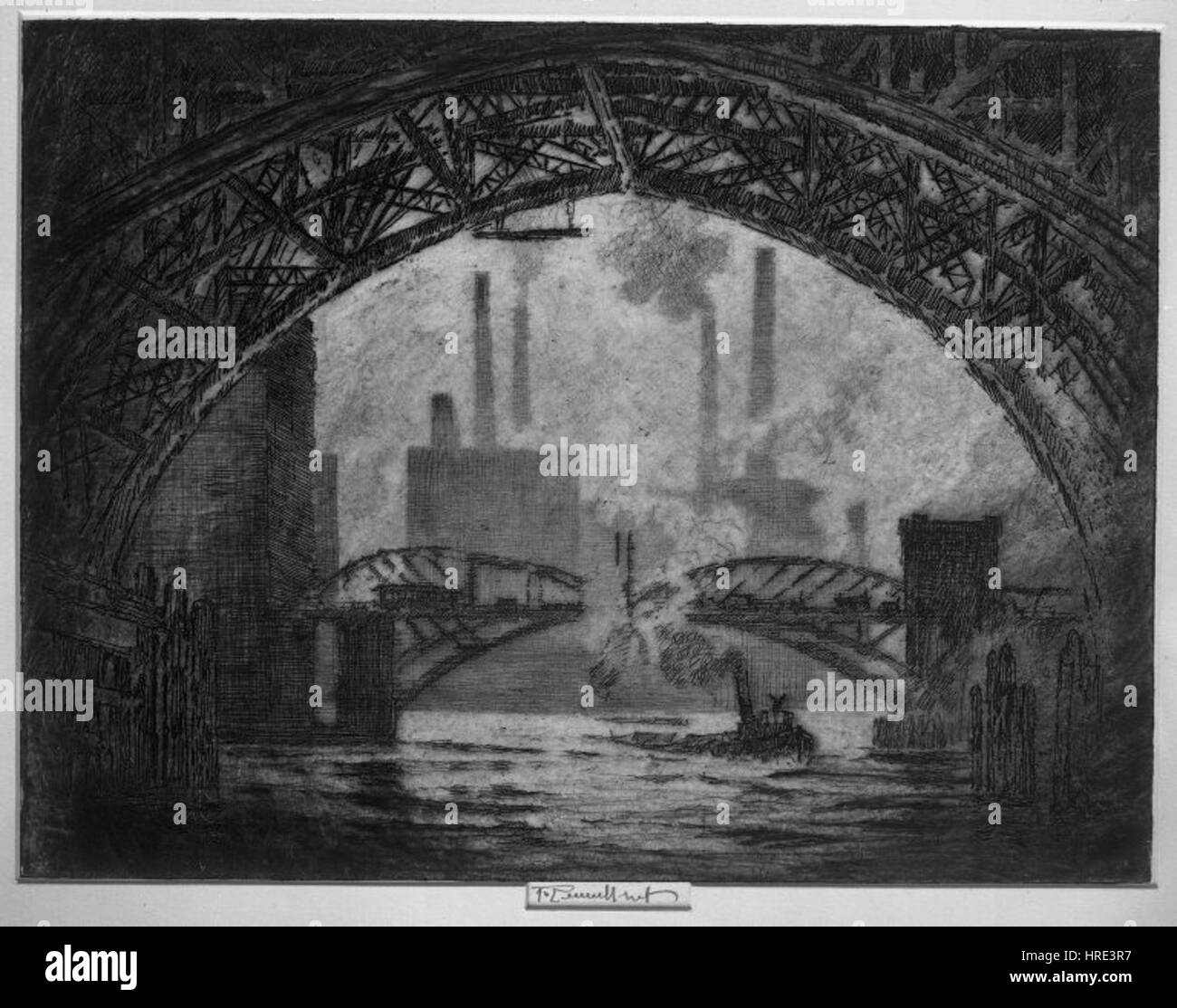 Il Brooklyn Museum - Sotto i Ponti Chicago - Joseph Pennell Foto Stock