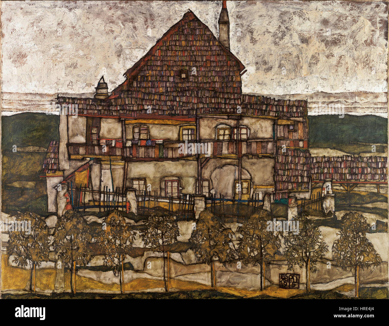 Egon Schiele - Casa con ghiaia tetto (Vecchia casa II) - Google Art Project Foto Stock