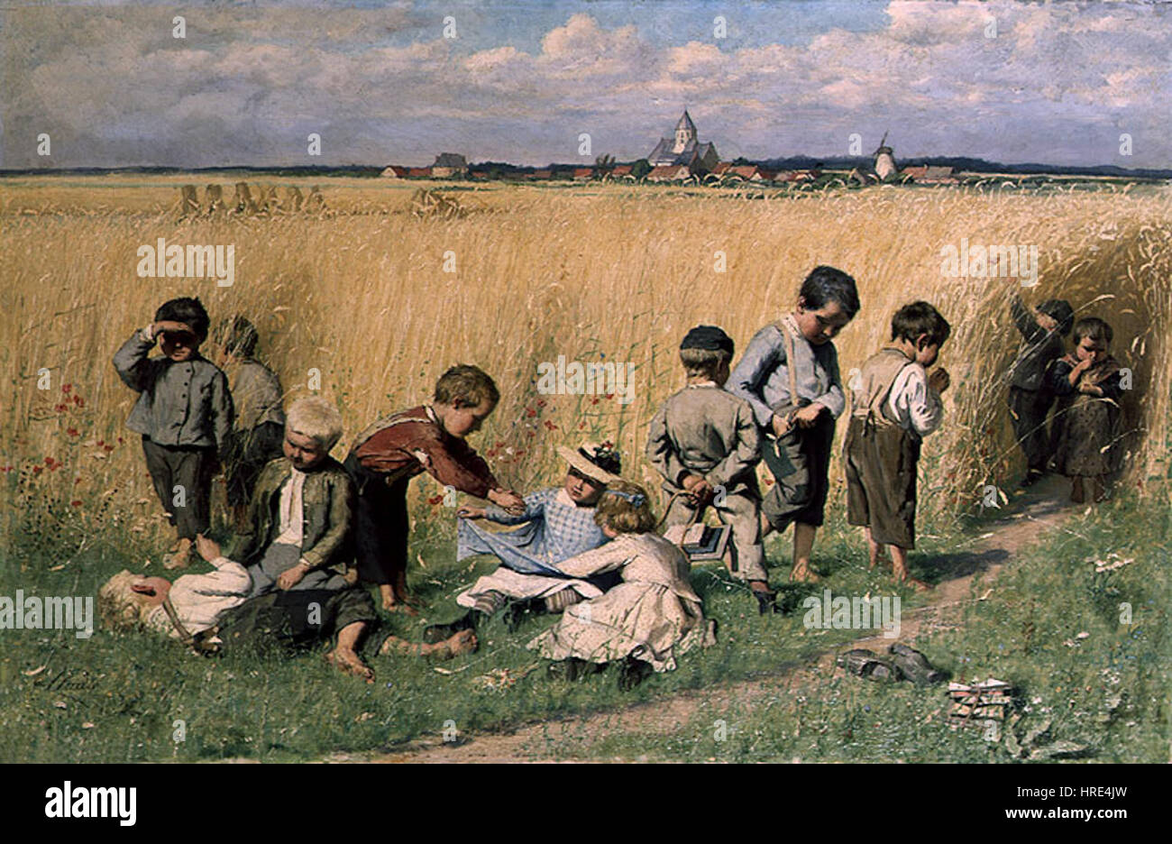 Emile Claus - Sulla strada per la scuola Foto Stock