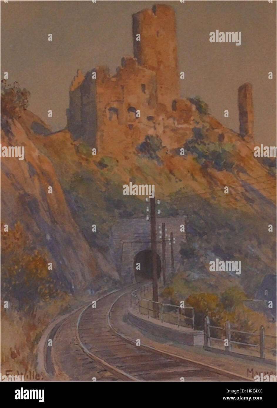 Löwenburg Monreal, un dipinto di Fritz von Wille, un artista tedesco, circa 1907. Foto Stock