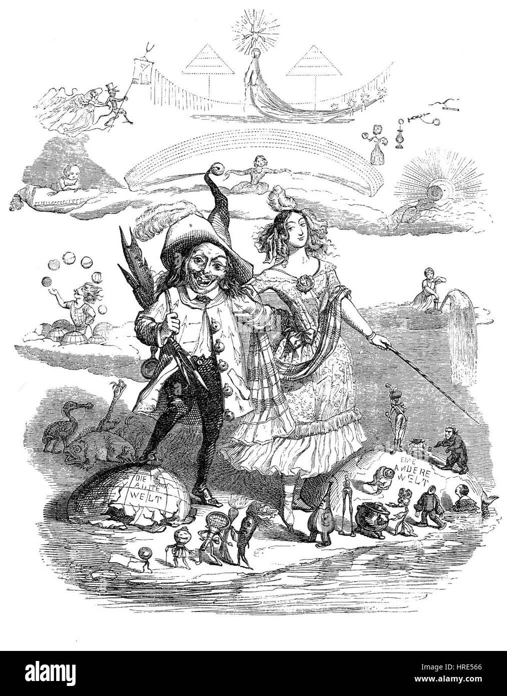 Grandville, Autre Monde, Frontispiz Foto Stock