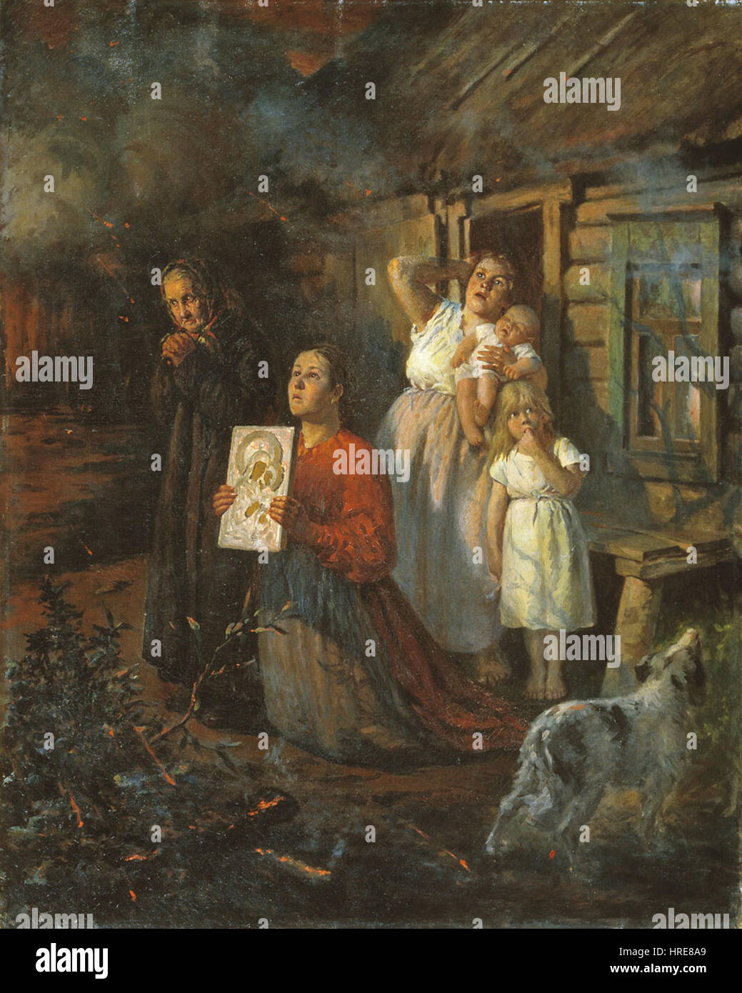 Fëdor Buchholz Village fire 1901 Foto Stock