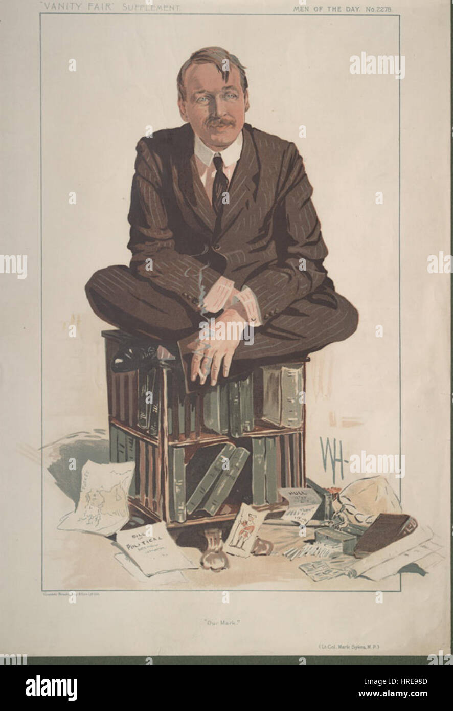 La caricatura di Vanity Fair del 1912 di Mark Sykes presenta una rappresentazione satirica del politico britannico. L'opera mette in risalto umoristicamente la sua personalità pubblica, utilizzando caratteristiche esagerate tipiche delle caricature politiche dei primi anni del XX secolo. Foto Stock