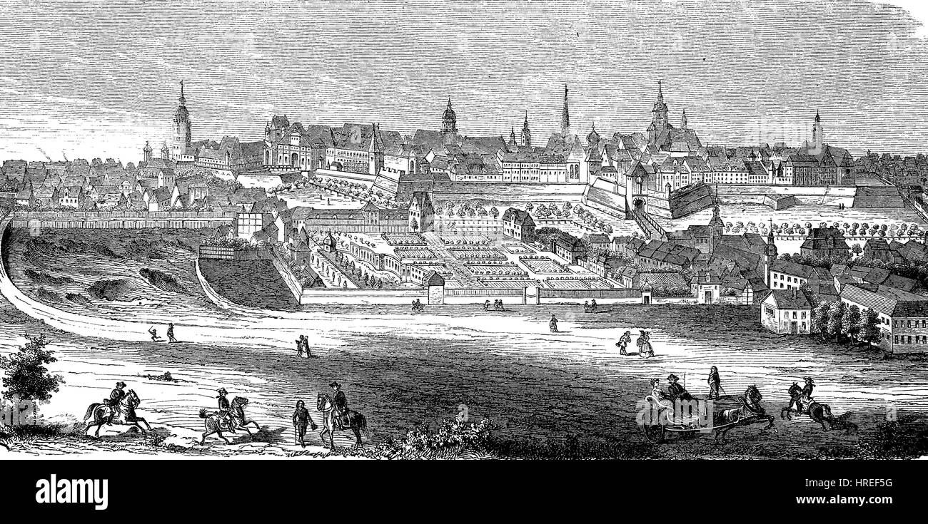 Il vecchio Leipzig, Germania, una immagine nel Gartenlaube illustrato scheda di famiglia, la riproduzione di una xilografia dal xix secolo, 1885 Foto Stock